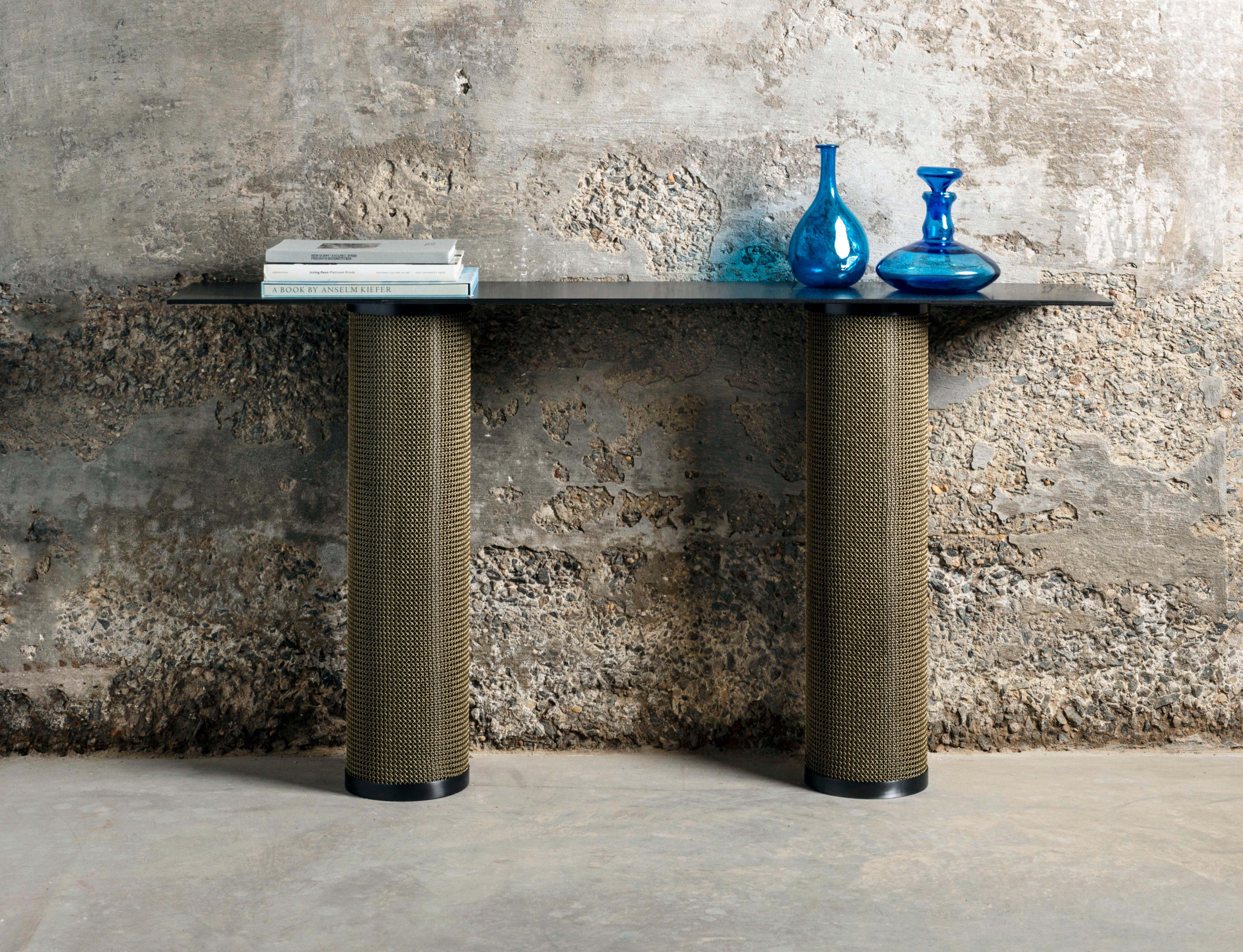 Contemporary Konekt Armor Console Table with Chainmail For Sale