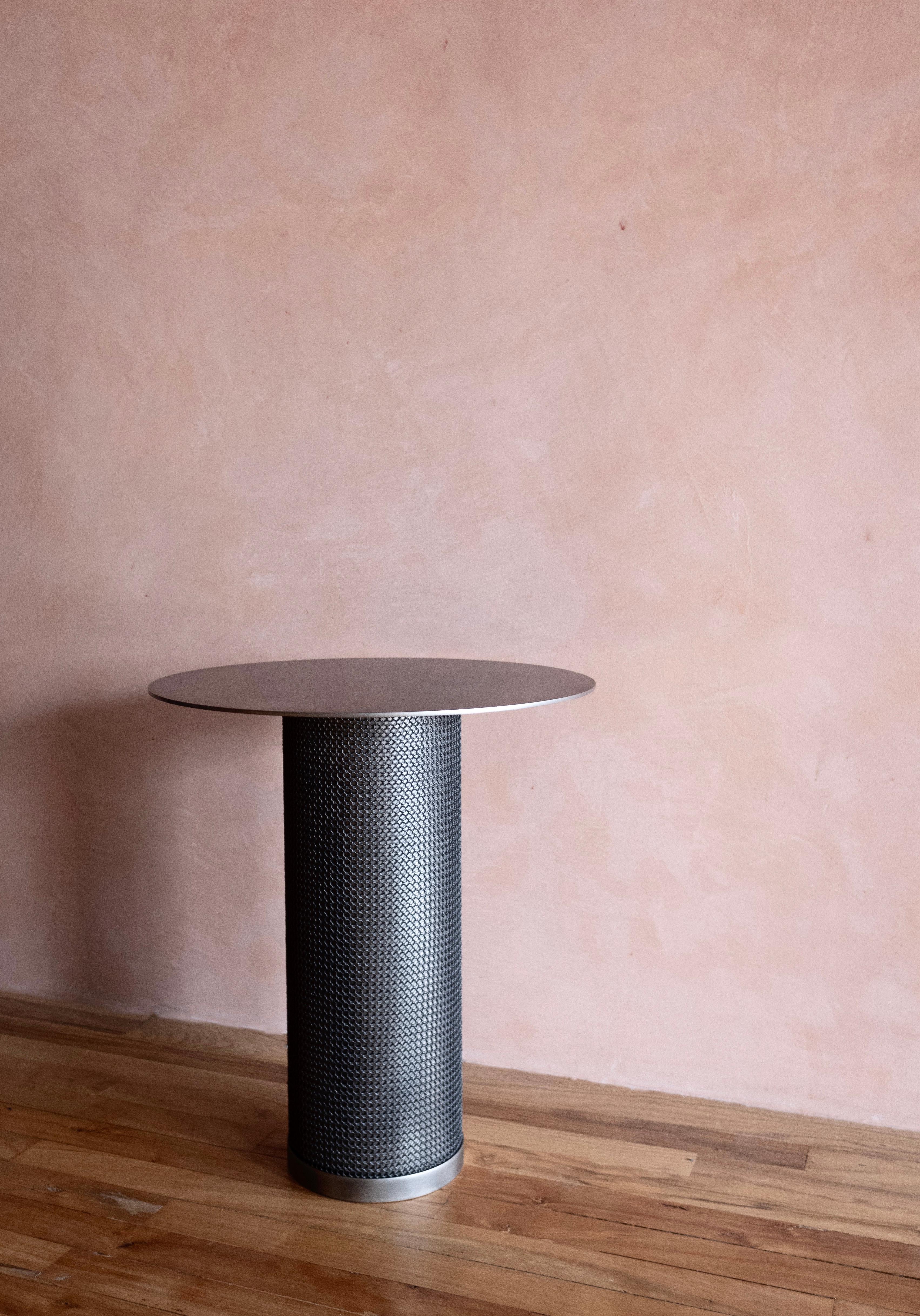Contemporary Konekt Armor Side Table Cylinder with Chainmail For Sale