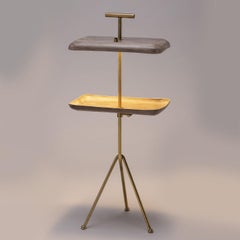 Armor Leather and Brass Floor Lamp