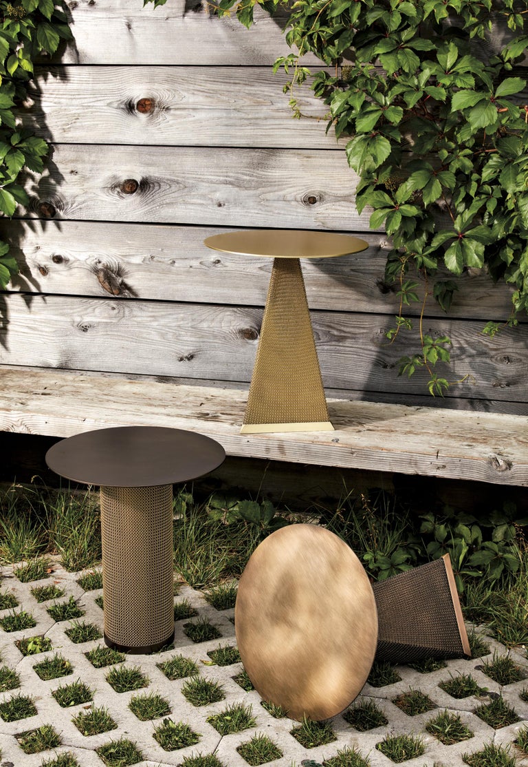Armor Triangle Side Table in Satin Brass For Sale at 1stdibs