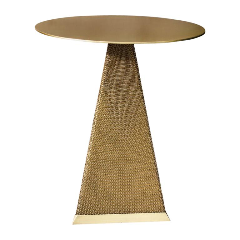 Armor Triangle Side Table in Satin Brass For Sale at 1stdibs