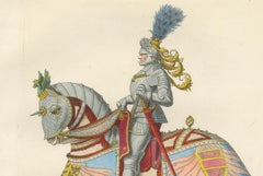 Armored Emperor Maximilian on Horseback in Ornate Renaissance Parade Dress. 1845