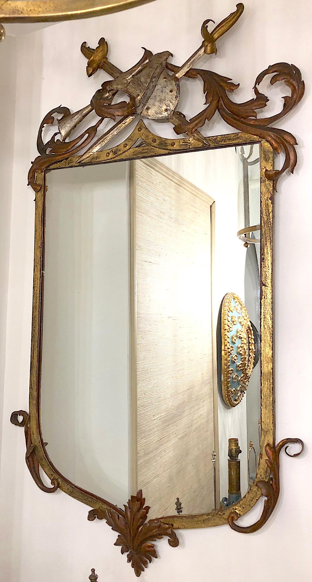 Armorial Gilt Metal Mirror In Good Condition For Sale In New York, NY