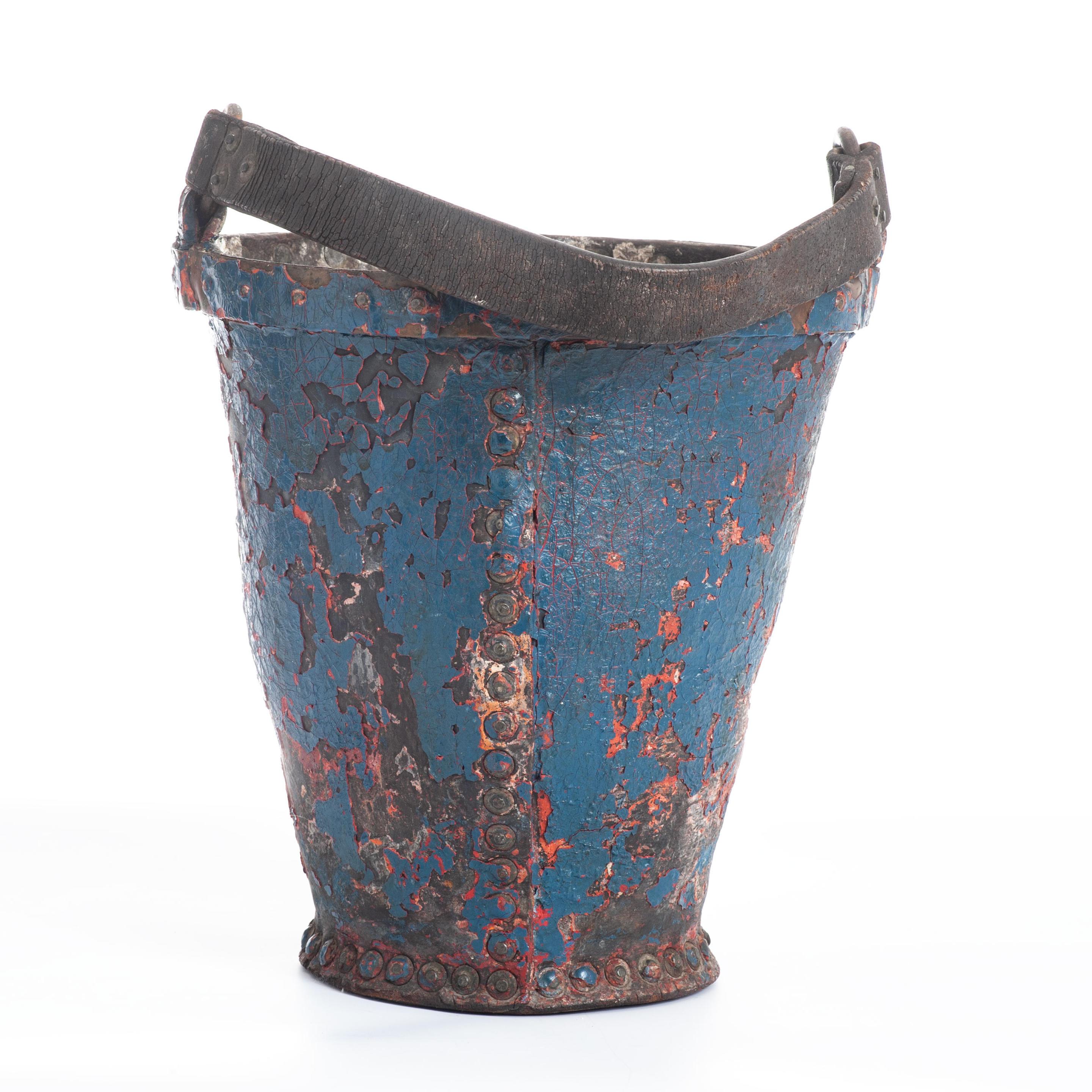 English Armorial Leather Bucket For Sale