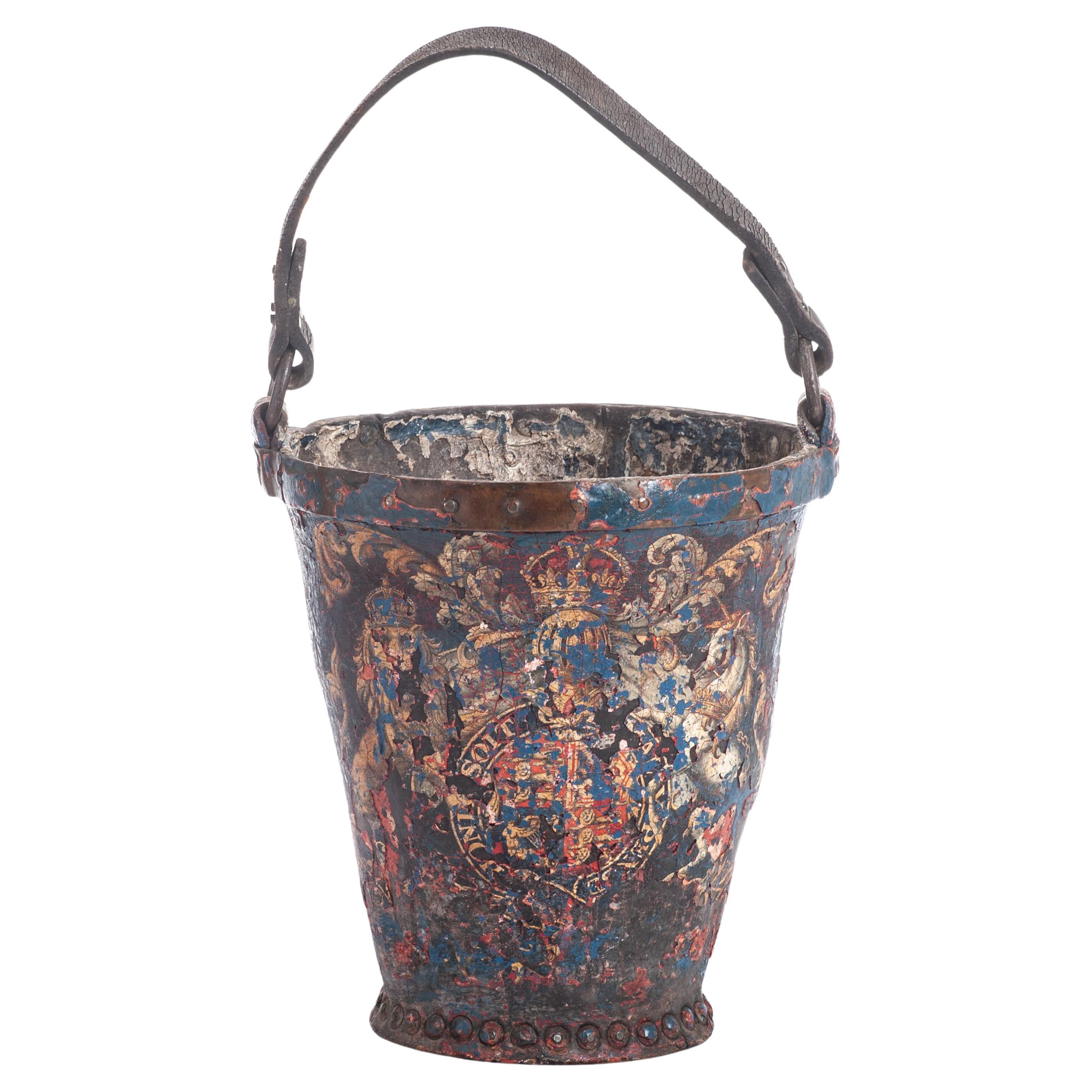 Armorial Leather Bucket For Sale