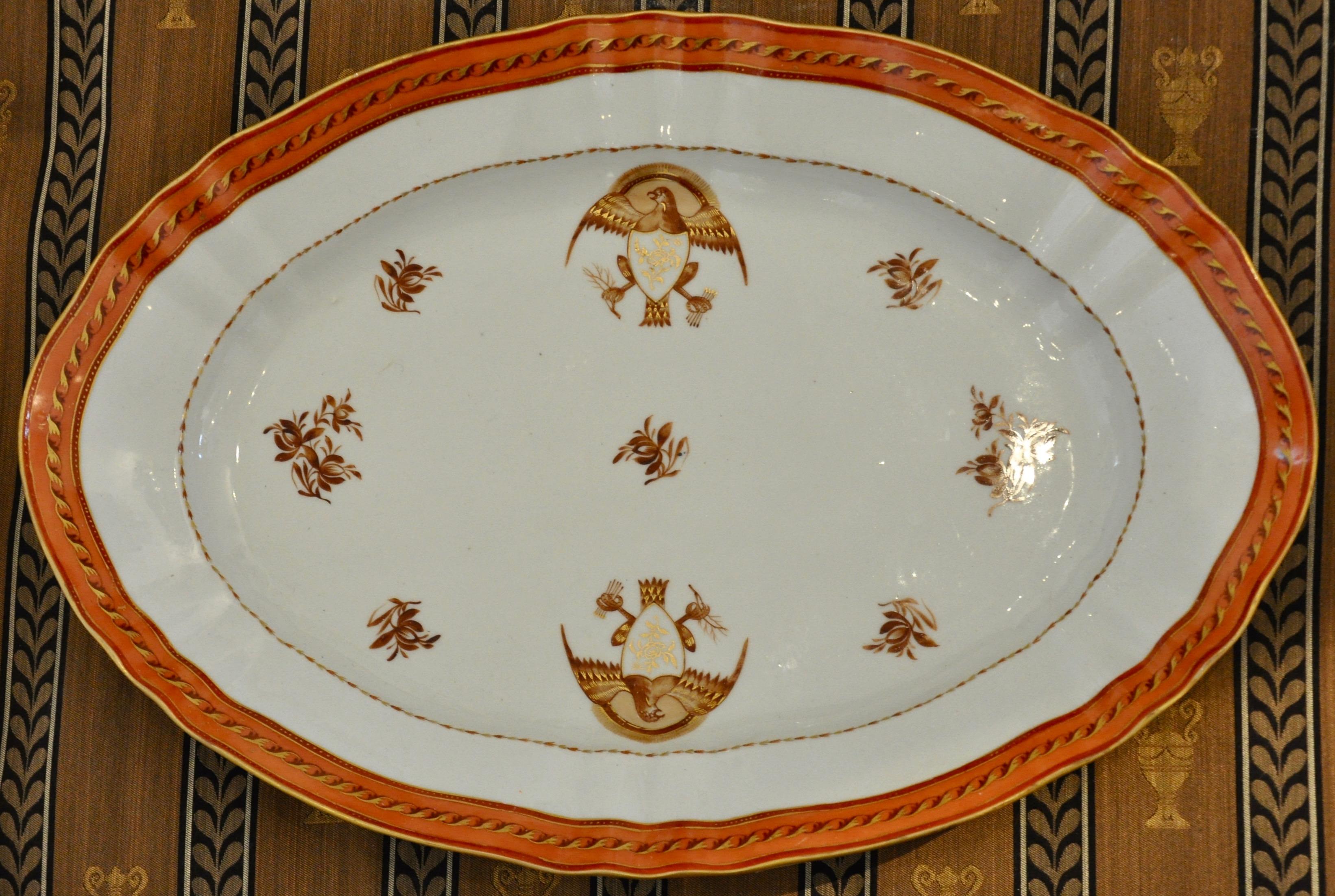 19th Century Armorial Service of Samson Chinese Export Porcelain for the American Market For Sale