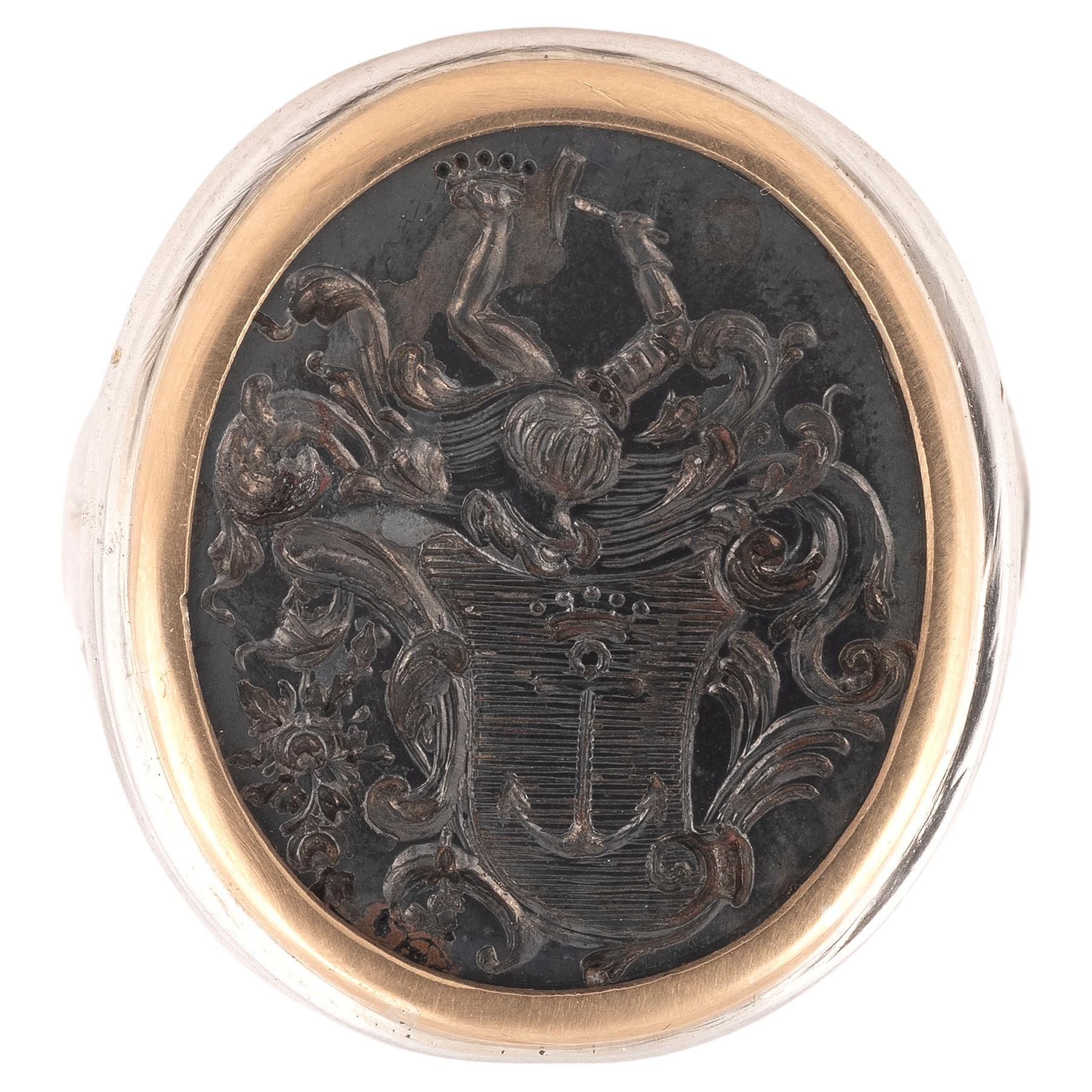 Armorial Signet Second Quarter of the 18th Century Men's Ring For Sale