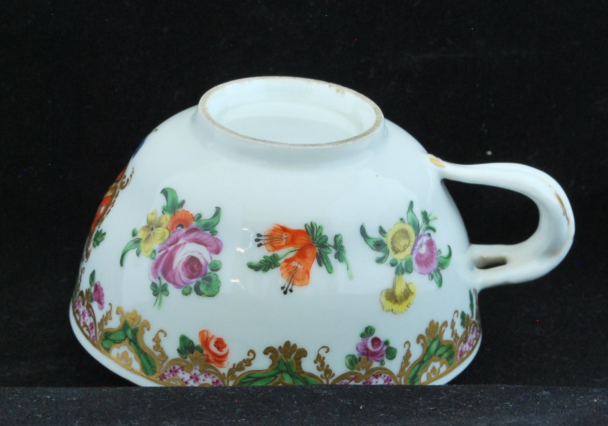 Armorial Tea Cup and Saucer from the Ludlow Service, Bristol, circa 1777 For Sale 3