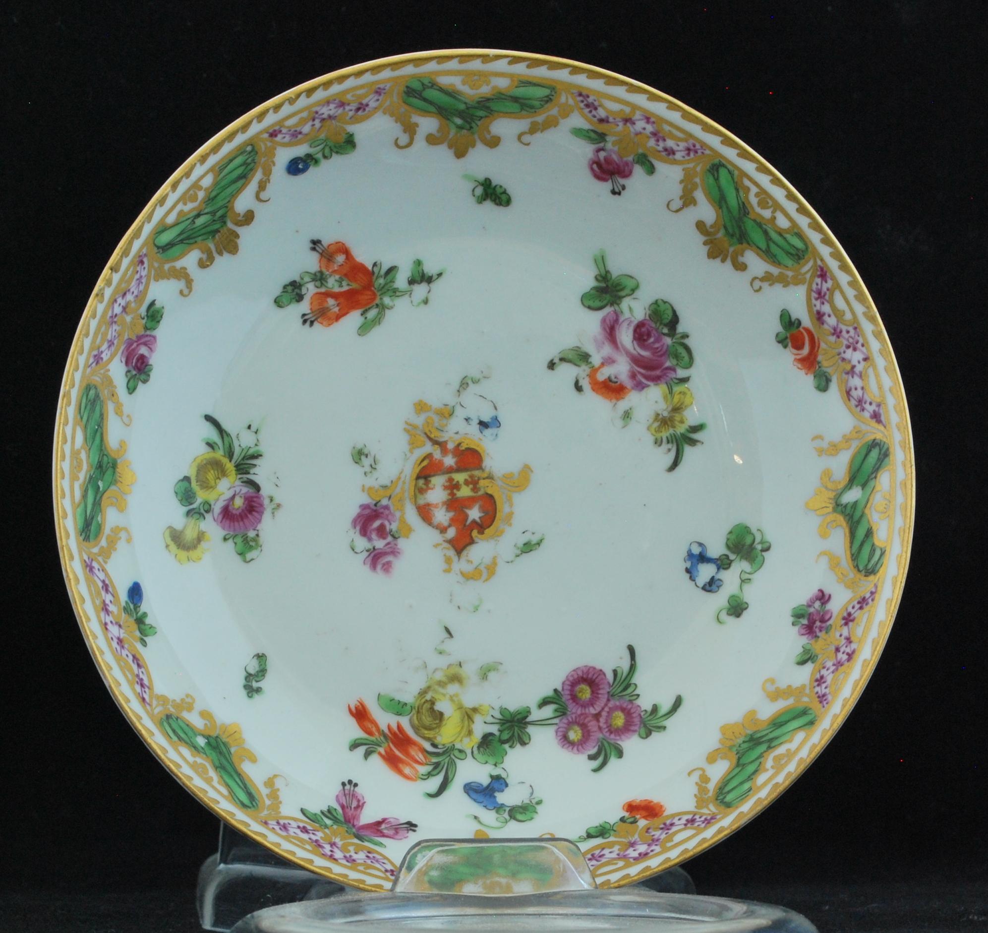 Rococo Armorial Tea Cup and Saucer from the Ludlow Service, Bristol, circa 1777 For Sale