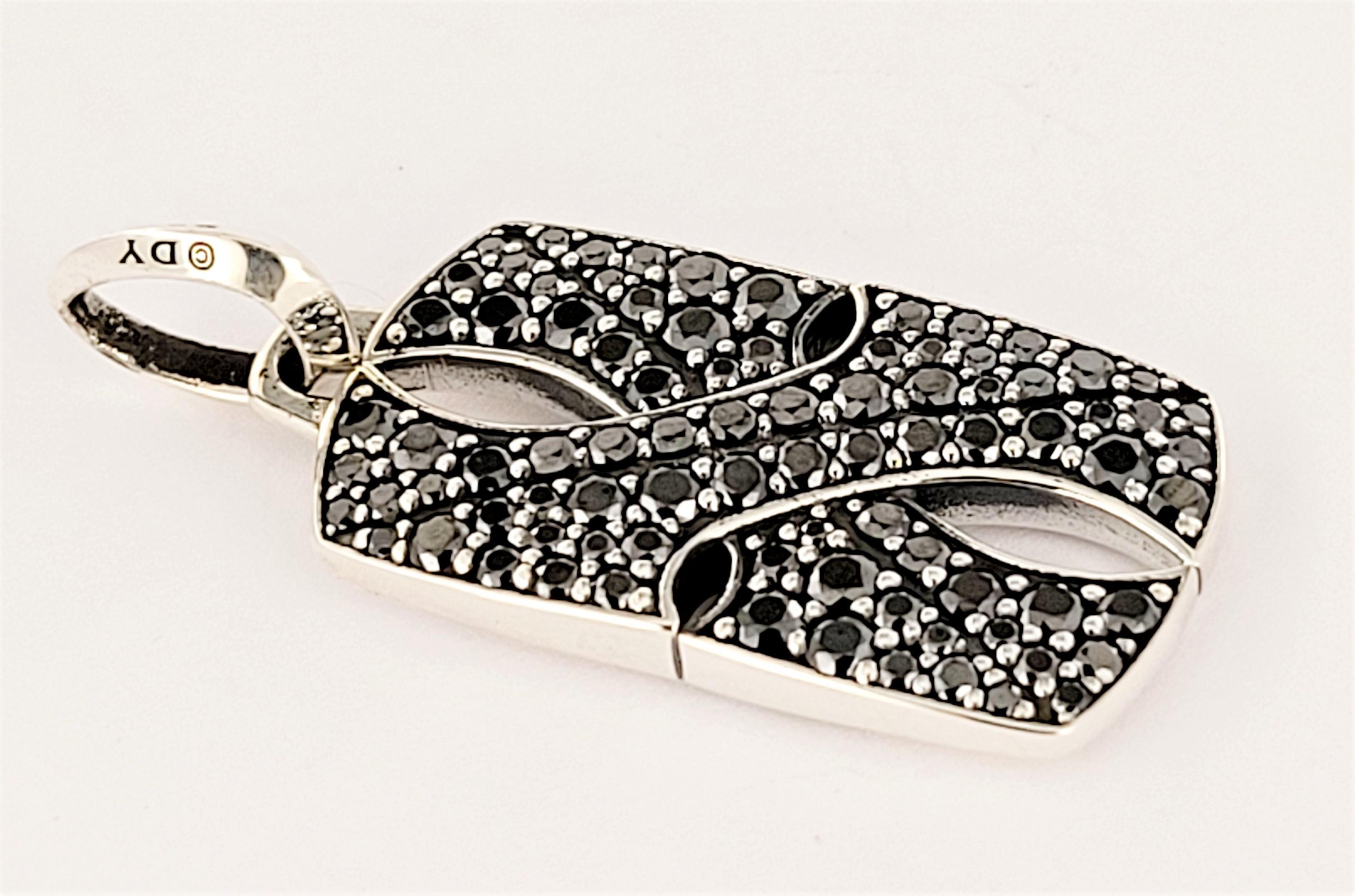 Armory Collection for Men Armory Tag Sterling Silver with Black Diamonds In New Condition For Sale In New York, NY