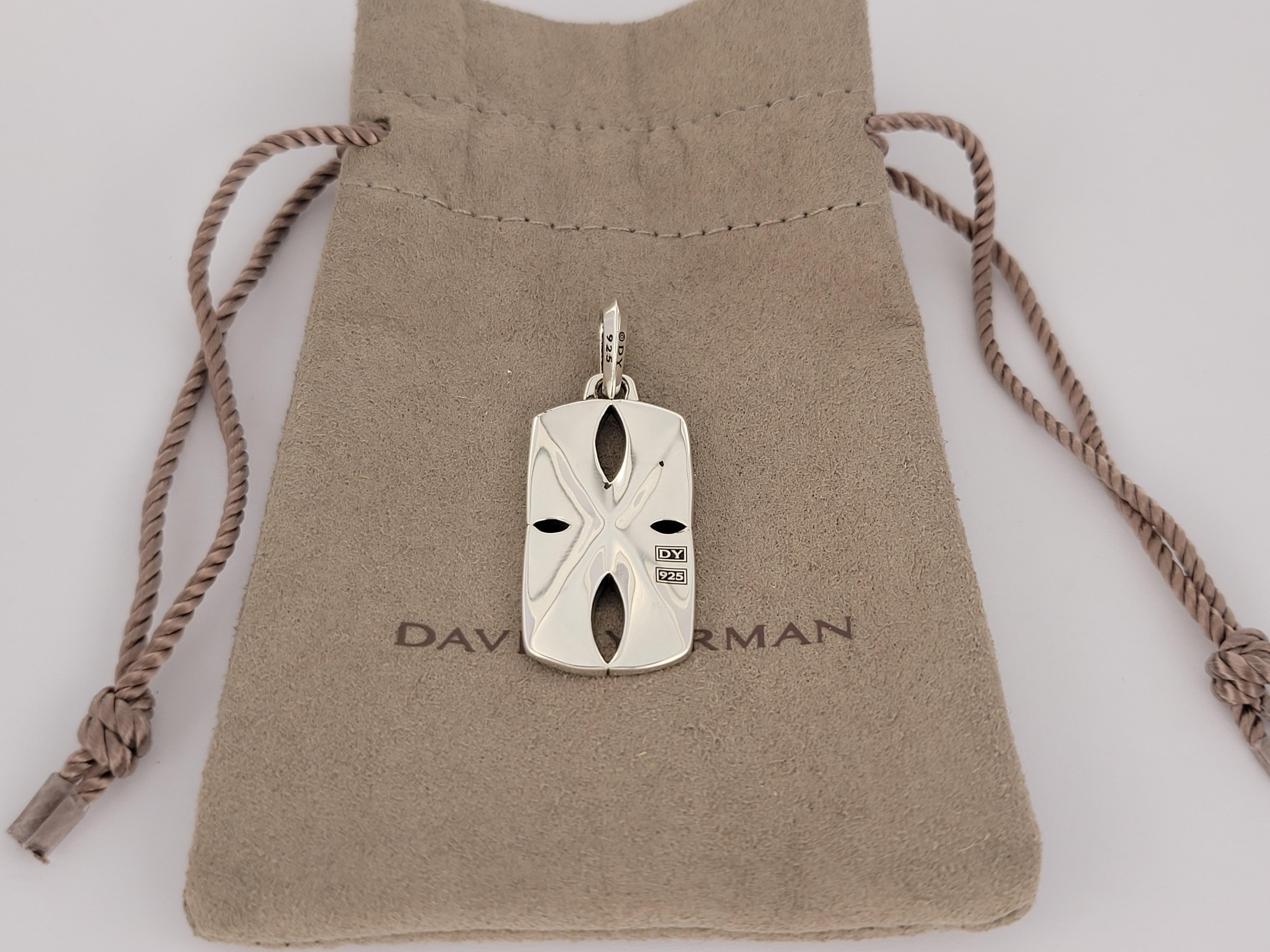 Round Cut Armory Collection for Men Armory Tag Sterling Silver with Black Diamonds For Sale
