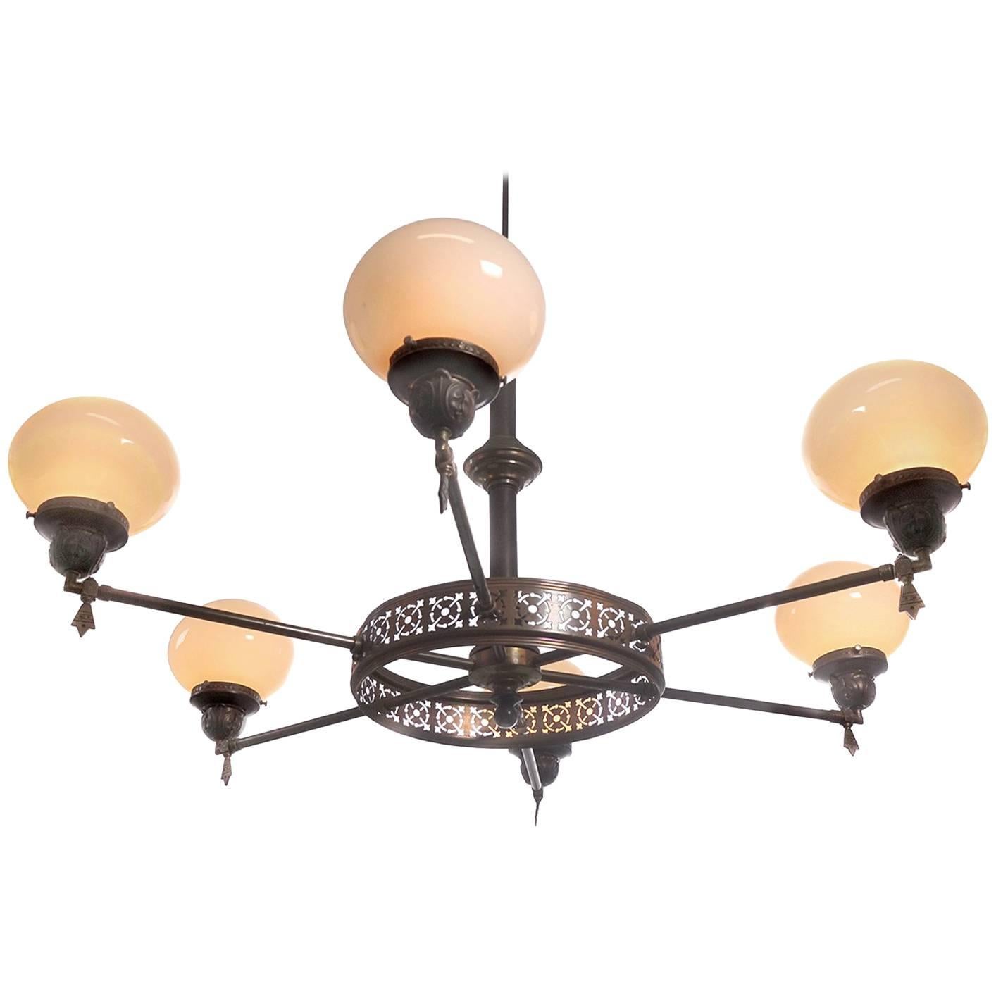 Armory Style Vaseline Glass Chandelier