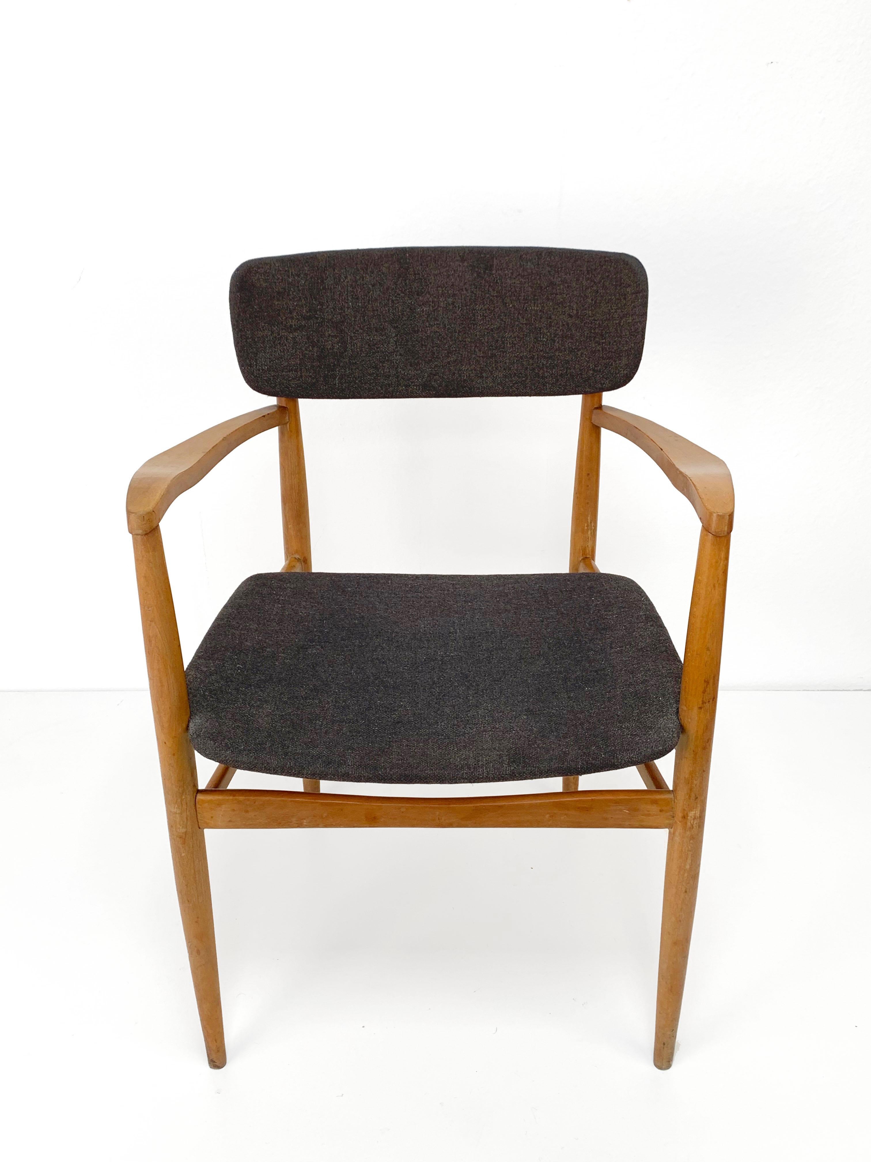 Fabric Armrest Chair in the Manner of Finn Juhl, Wood and fabric, Armchair Scandinavian For Sale