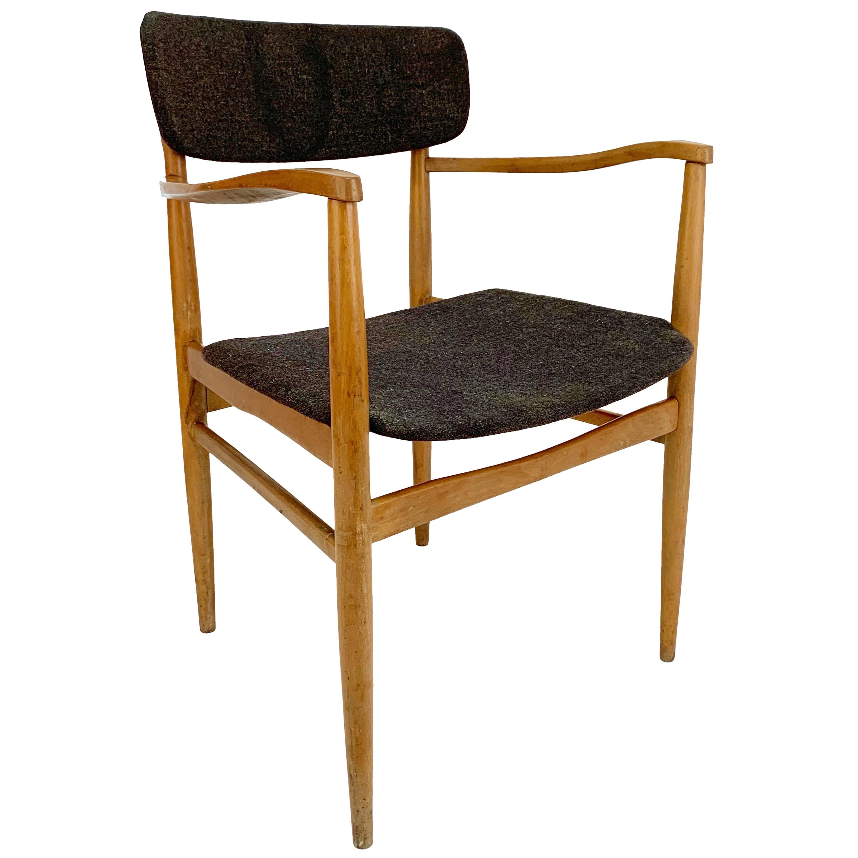 Armrest Chair in the Manner of Finn Juhl, Wood and fabric, Armchair Scandinavian For Sale
