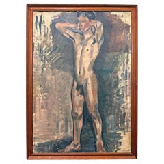 "Arms Raised", Striking Portrait of Nude Male Youth by Jarl, Denmark