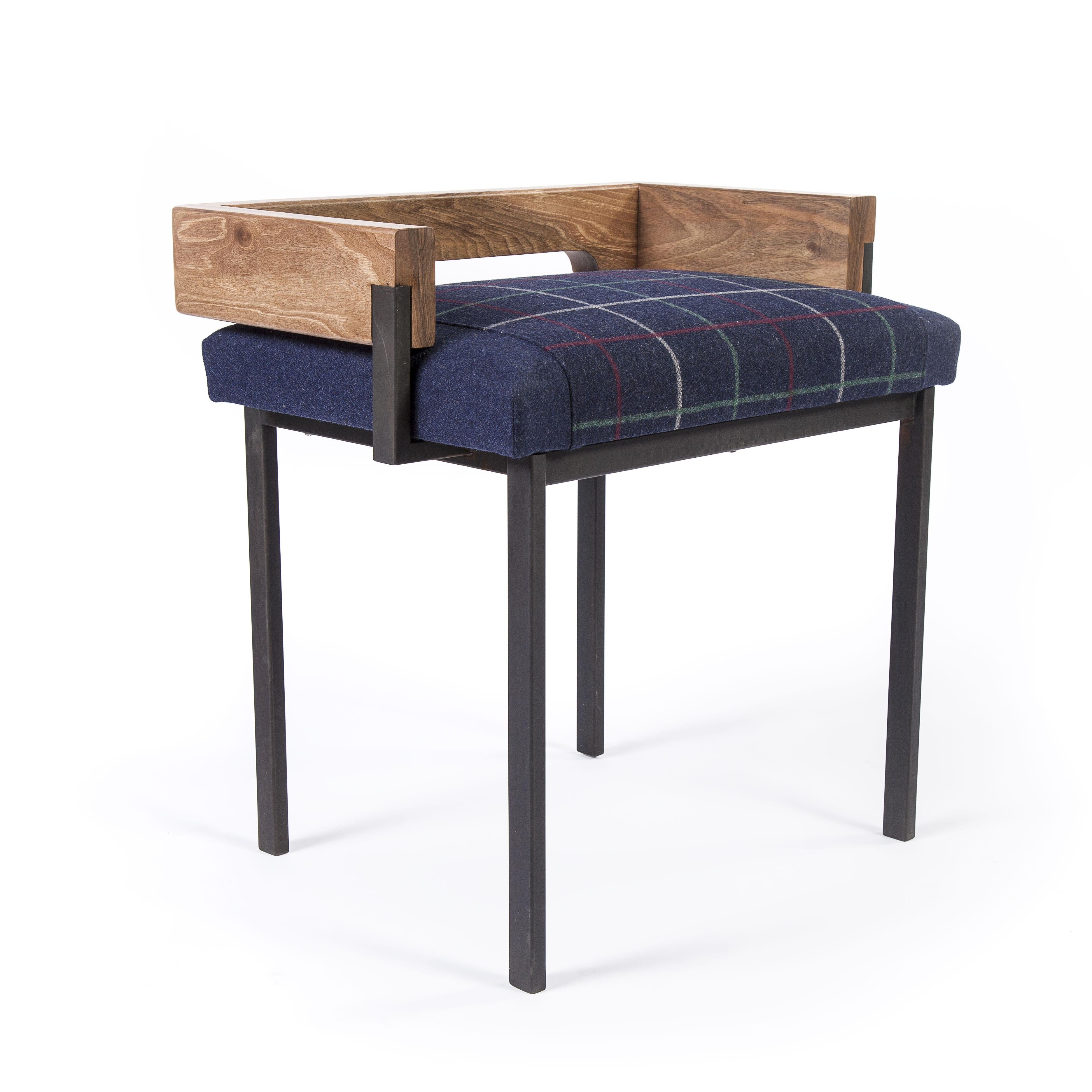 Arms stool by Charlotte Besson-Oberlin
Dimensions: 52 x 54 x 53 cm
Materials: Iron, wood

Four long and slender legs which carry a strapped seat, accomplice of the Arms armchair, it is small and practical to move. It will be the perfect booster
