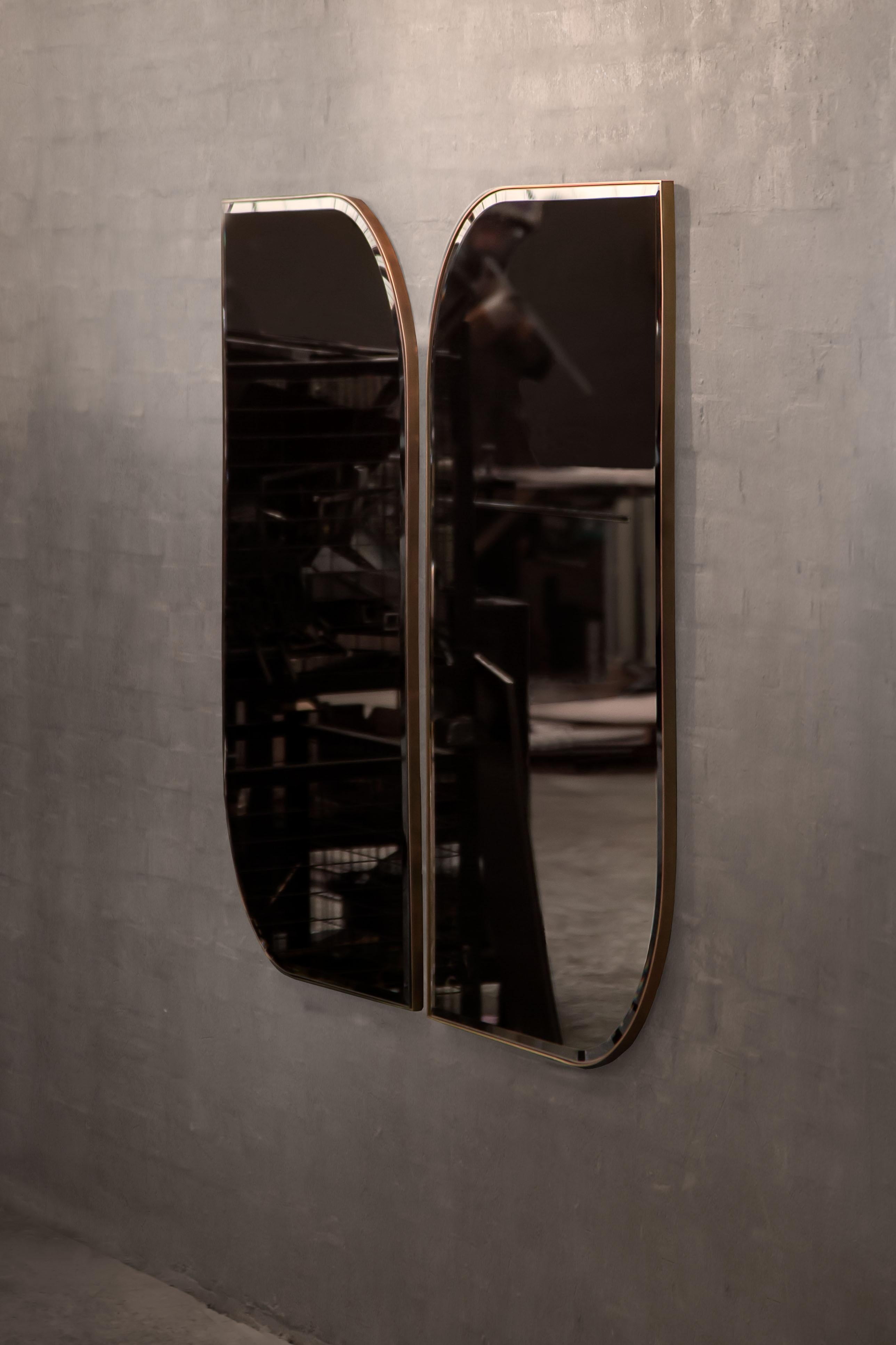 Armstrong Wall Mirror — Patinated Brass — Handmade in Britain — Large  For Sale 2