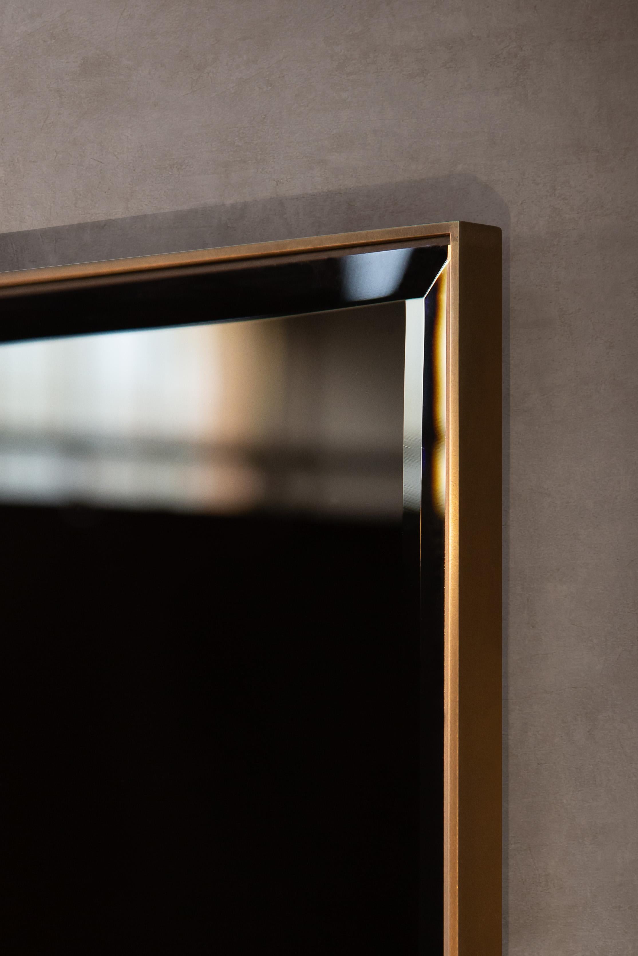 Patinated Armstrong Wall Mirror — Blackened Steel —  Handmade in Britain — Large For Sale