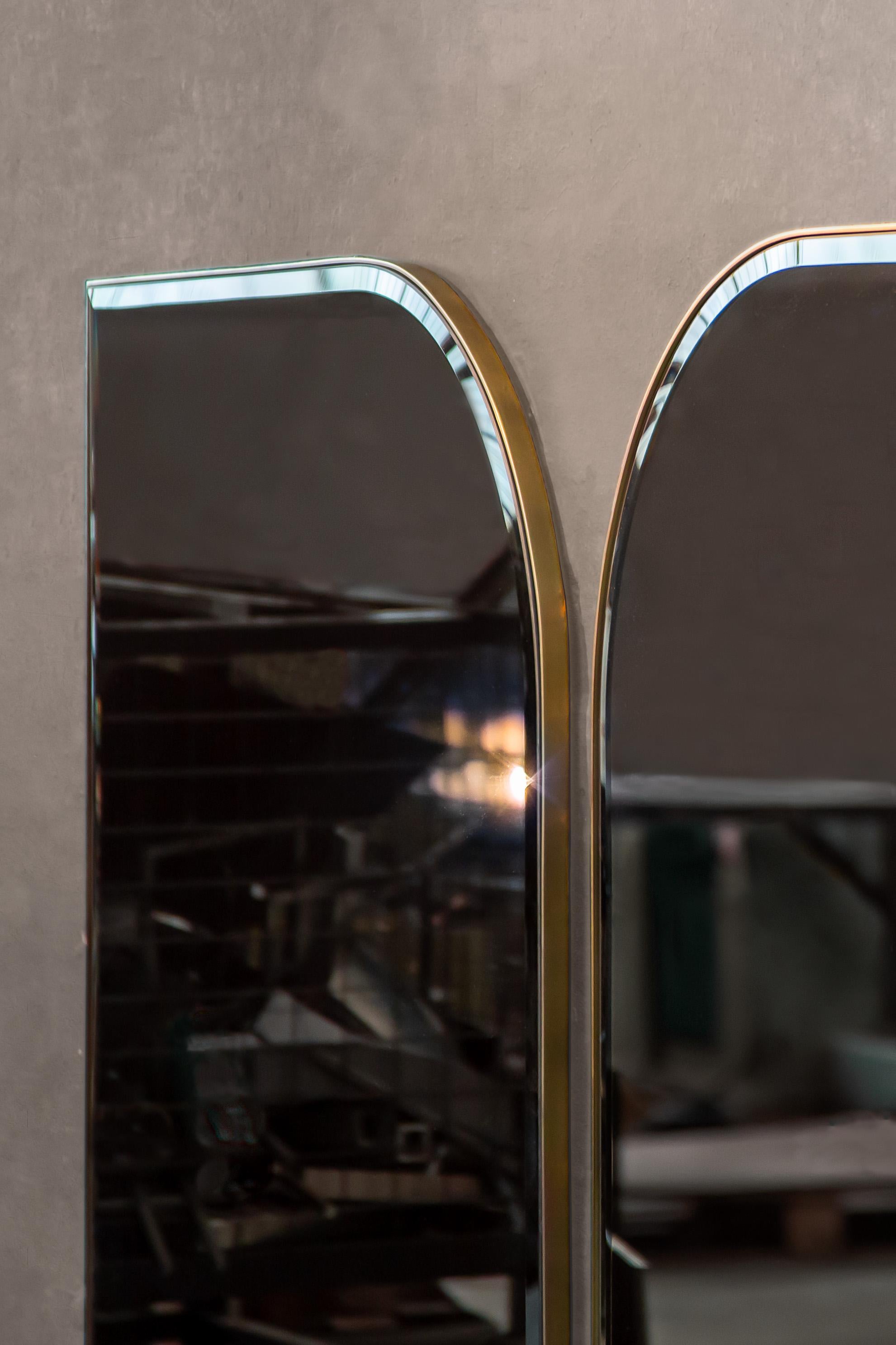 Minimalist Armstrong Wall Mirror — Blackened Steel — Handmade in Britain — Medium For Sale