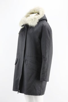 Army By Yves Salomon Rabbit And Coyote Fur Lined Canvas Parka Coat Fr 38 Uk 10