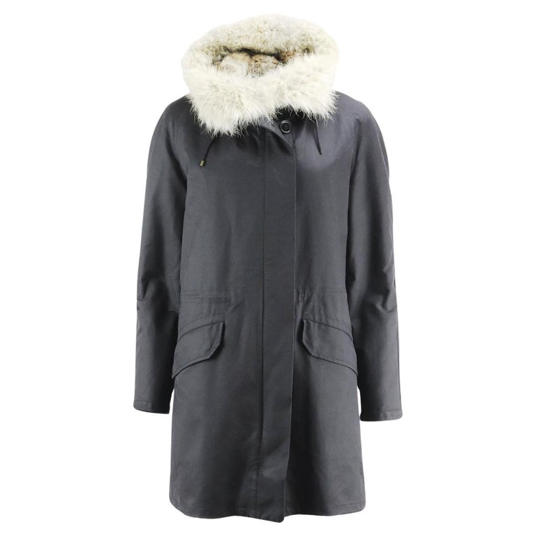 Army By Yves Salomon Rabbit And Coyote Fur Lined Canvas Parka Coat Fr ...