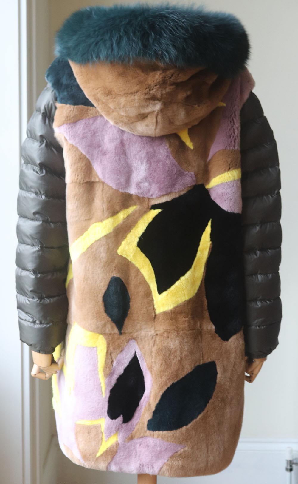 Women's Army By Yves Salomon Reversible Printed Rabbit Fur & Cotton Parka