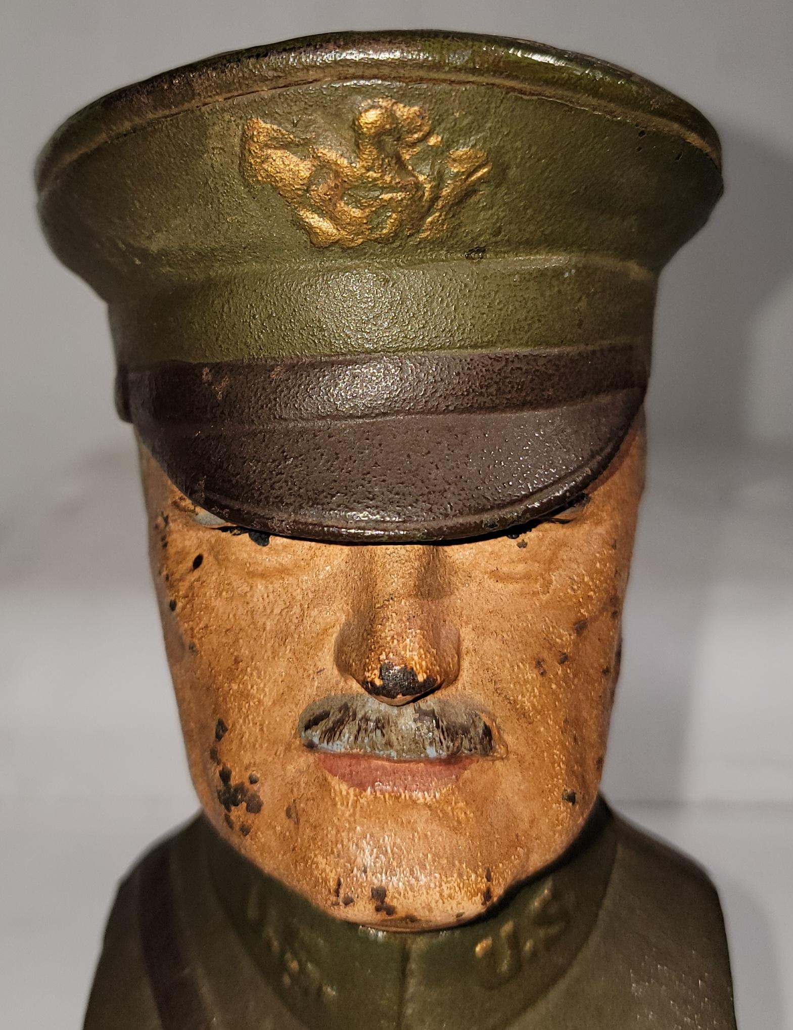 Painted Army General John Joseph Pershing Dated 1919 Coin Bank For Sale