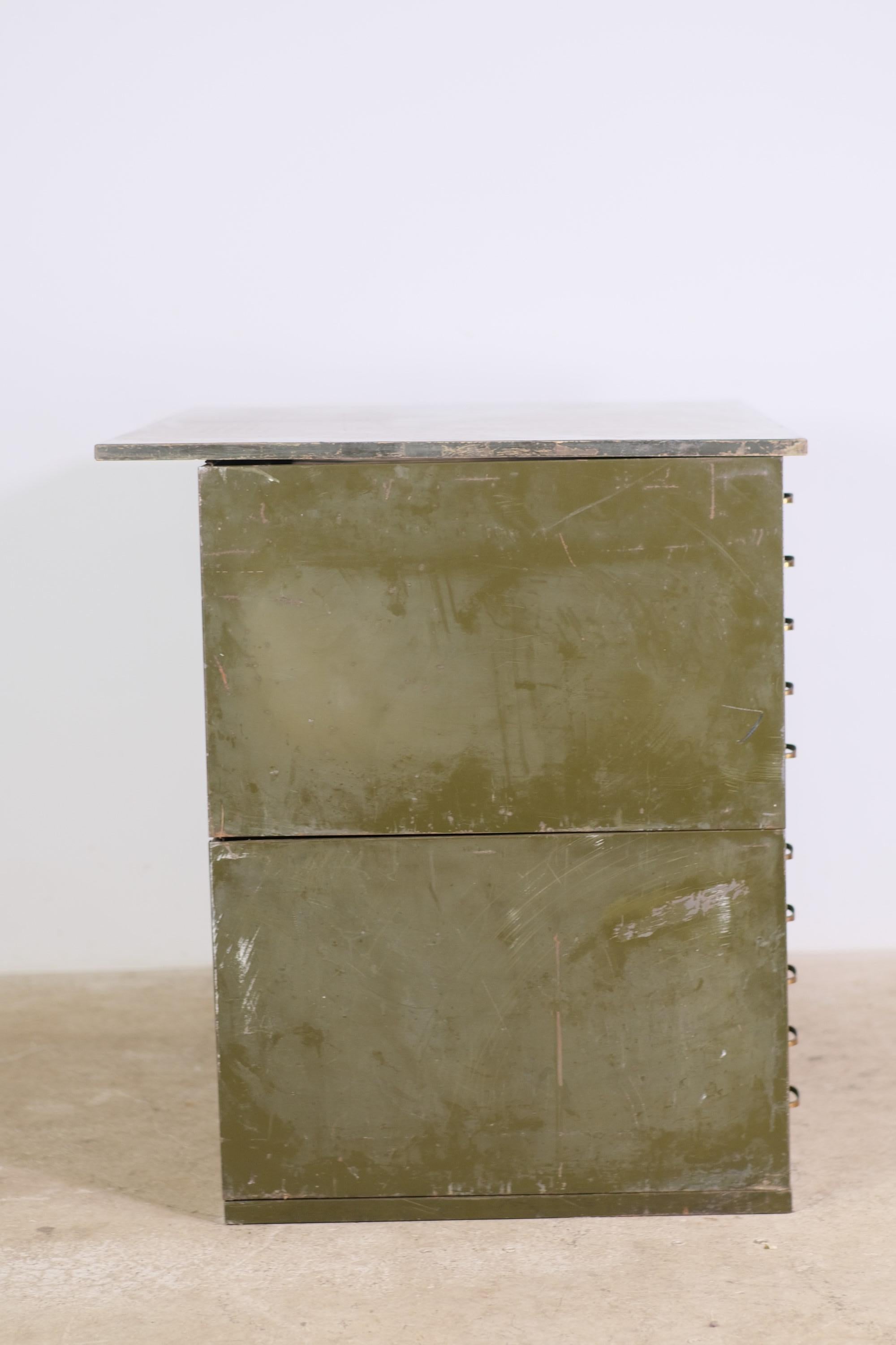 Army Green Stacking Flat or Map File Cabinet with Wood Top 2
