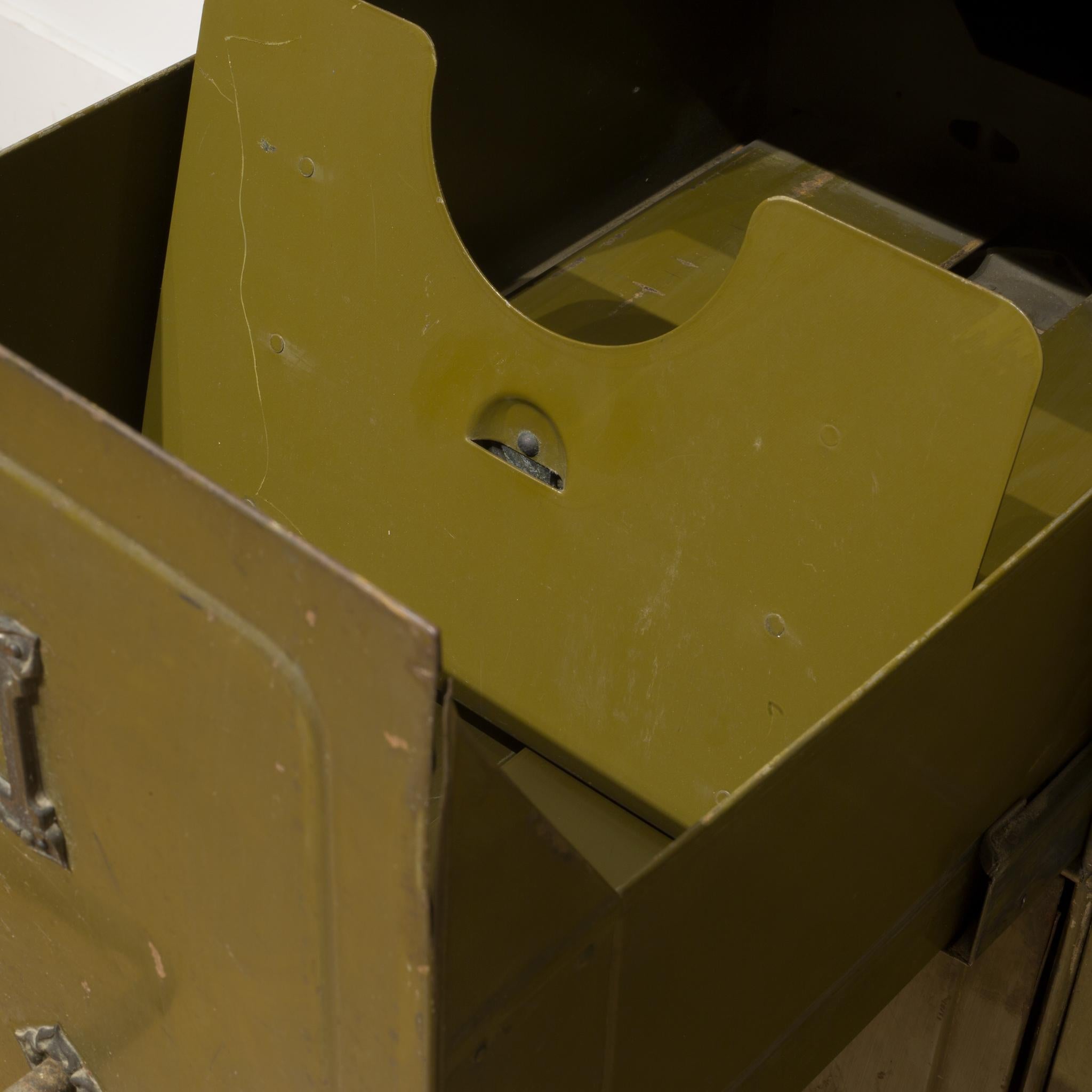 Army Green Steel Double File Cabinet, circa 1940s 4