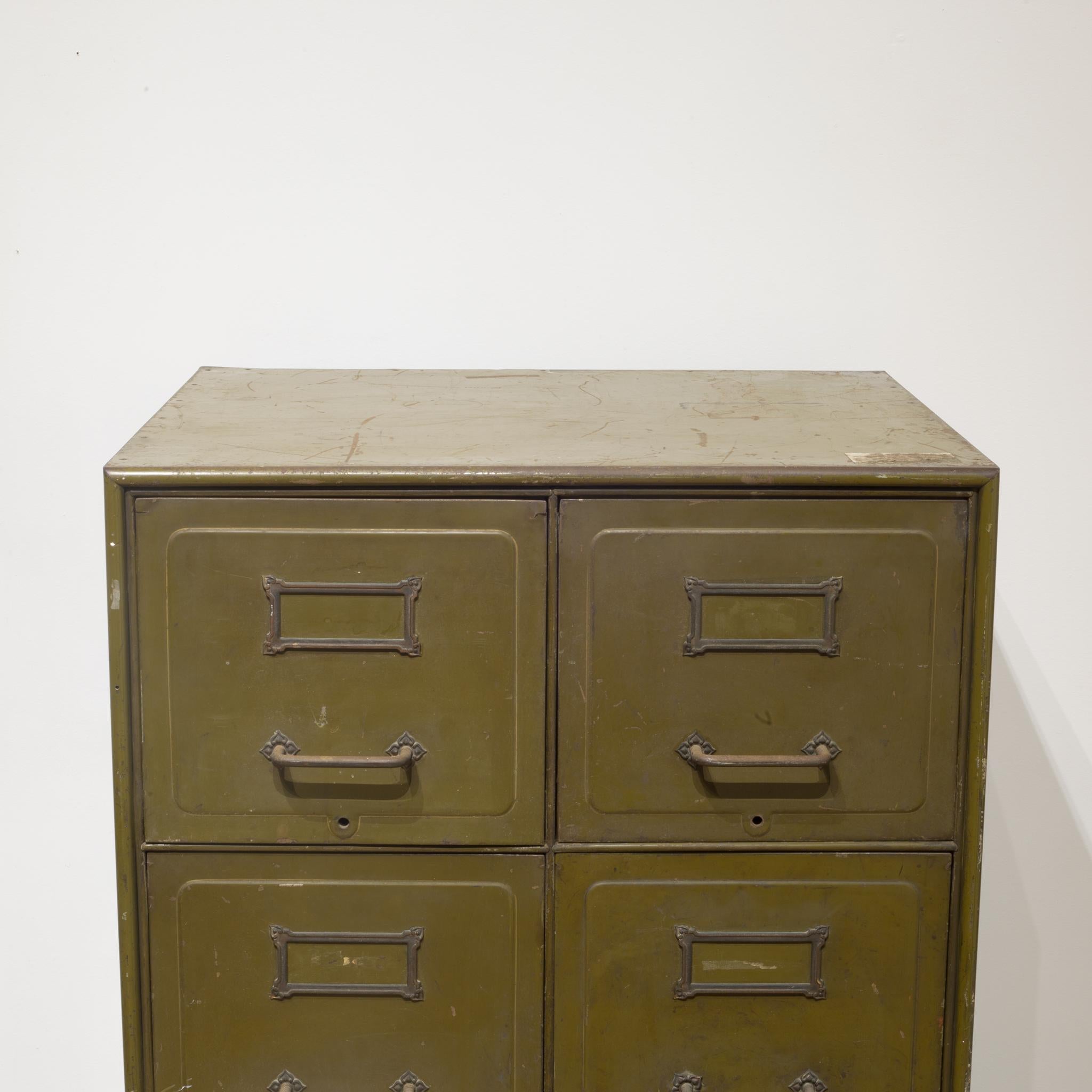 Army Green Steel Double File Cabinet, circa 1940s 5