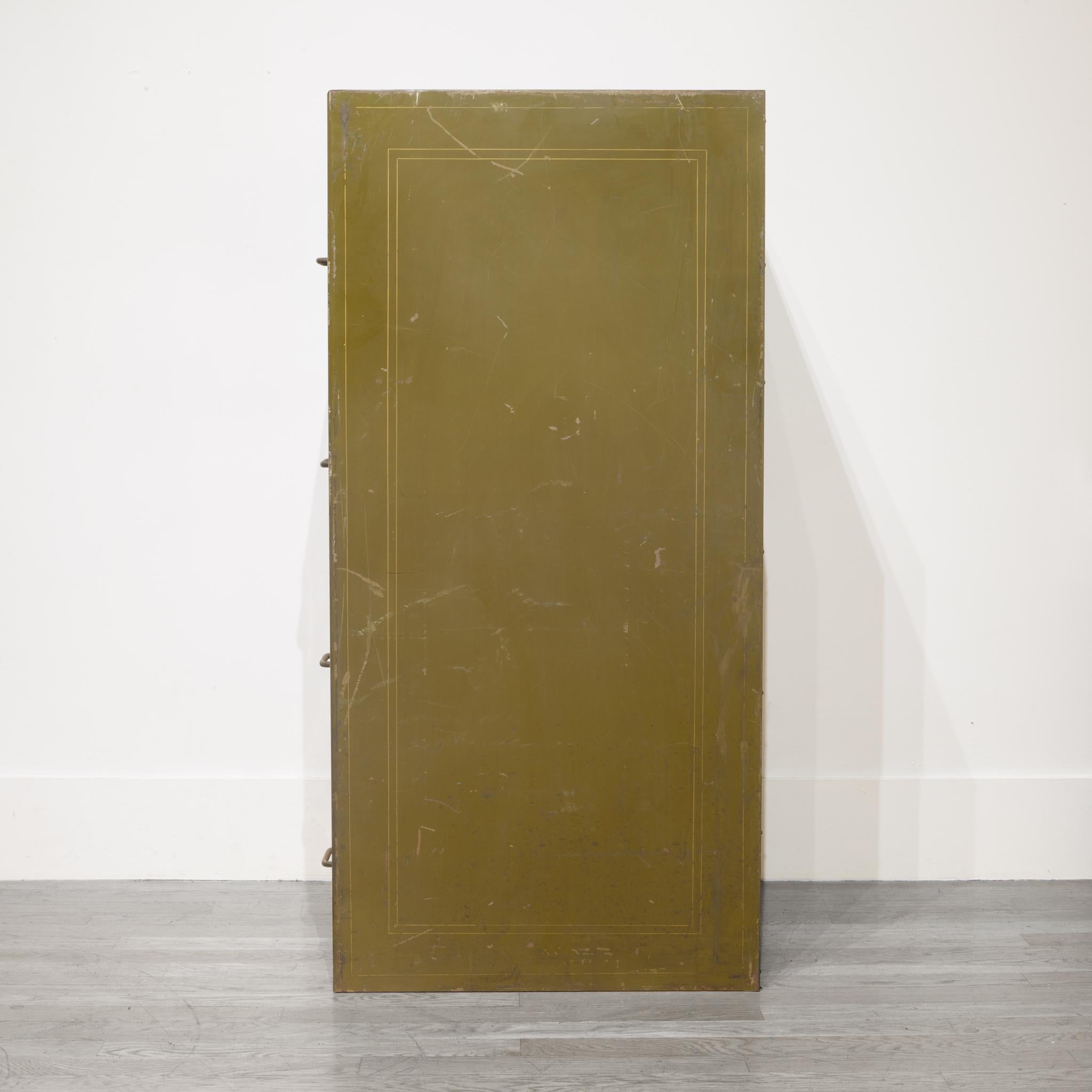 20th Century Army Green Steel Double File Cabinet, circa 1940s