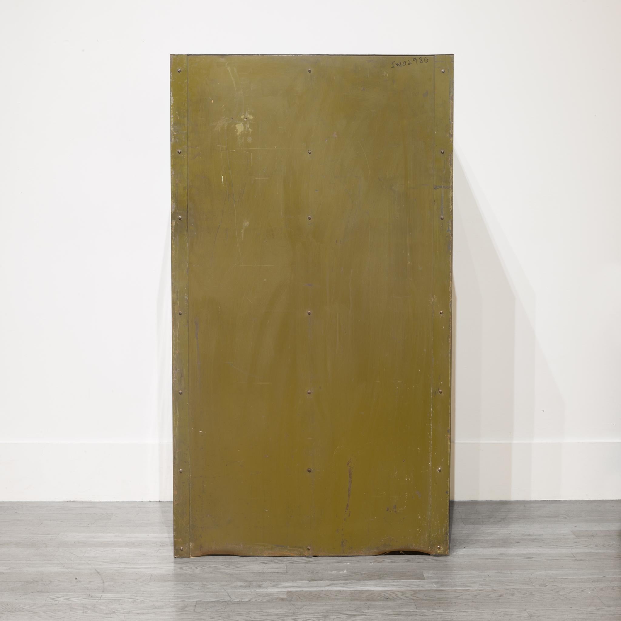 Army Green Steel Double File Cabinet, circa 1940s 1