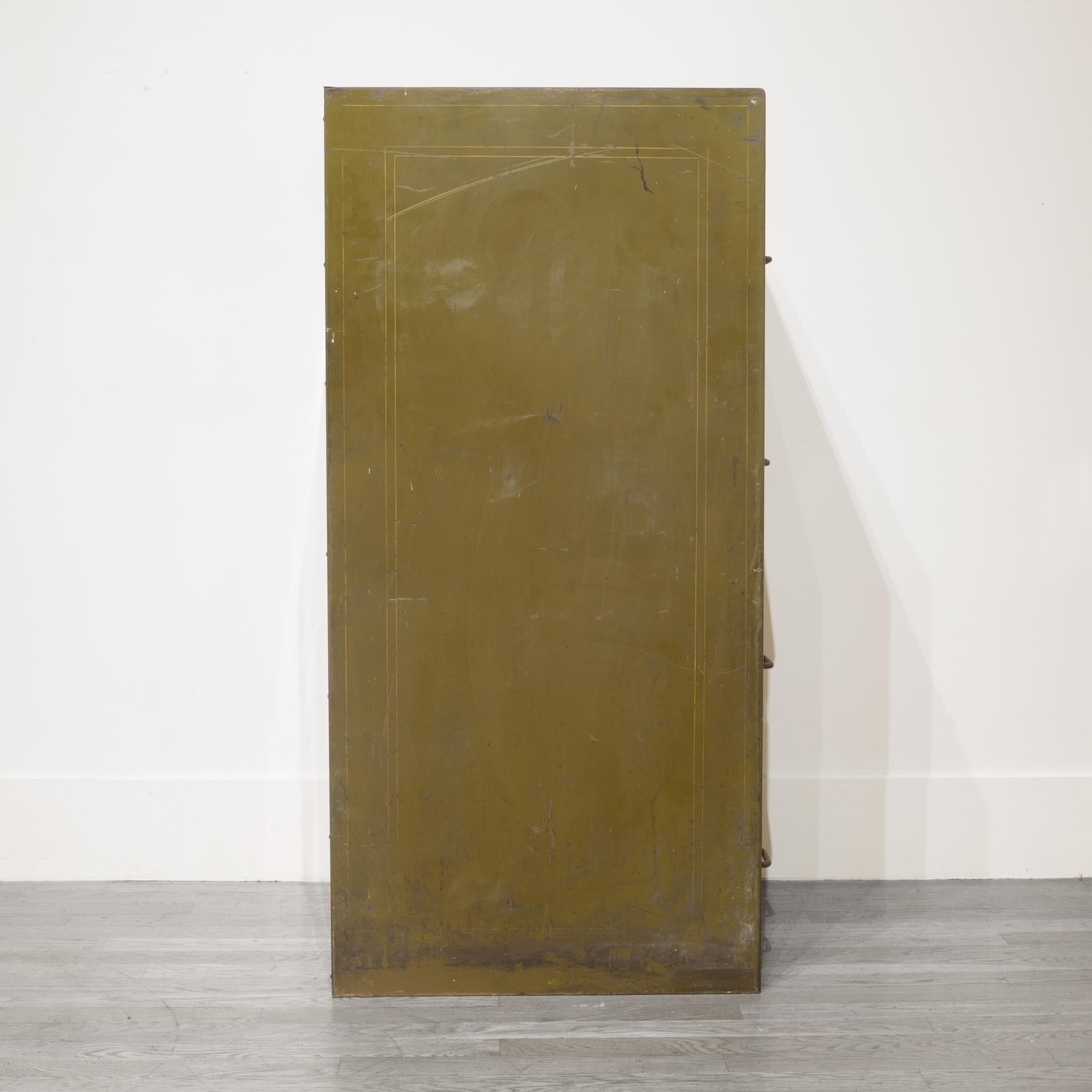 Army Green Steel Double File Cabinet, circa 1940s 2