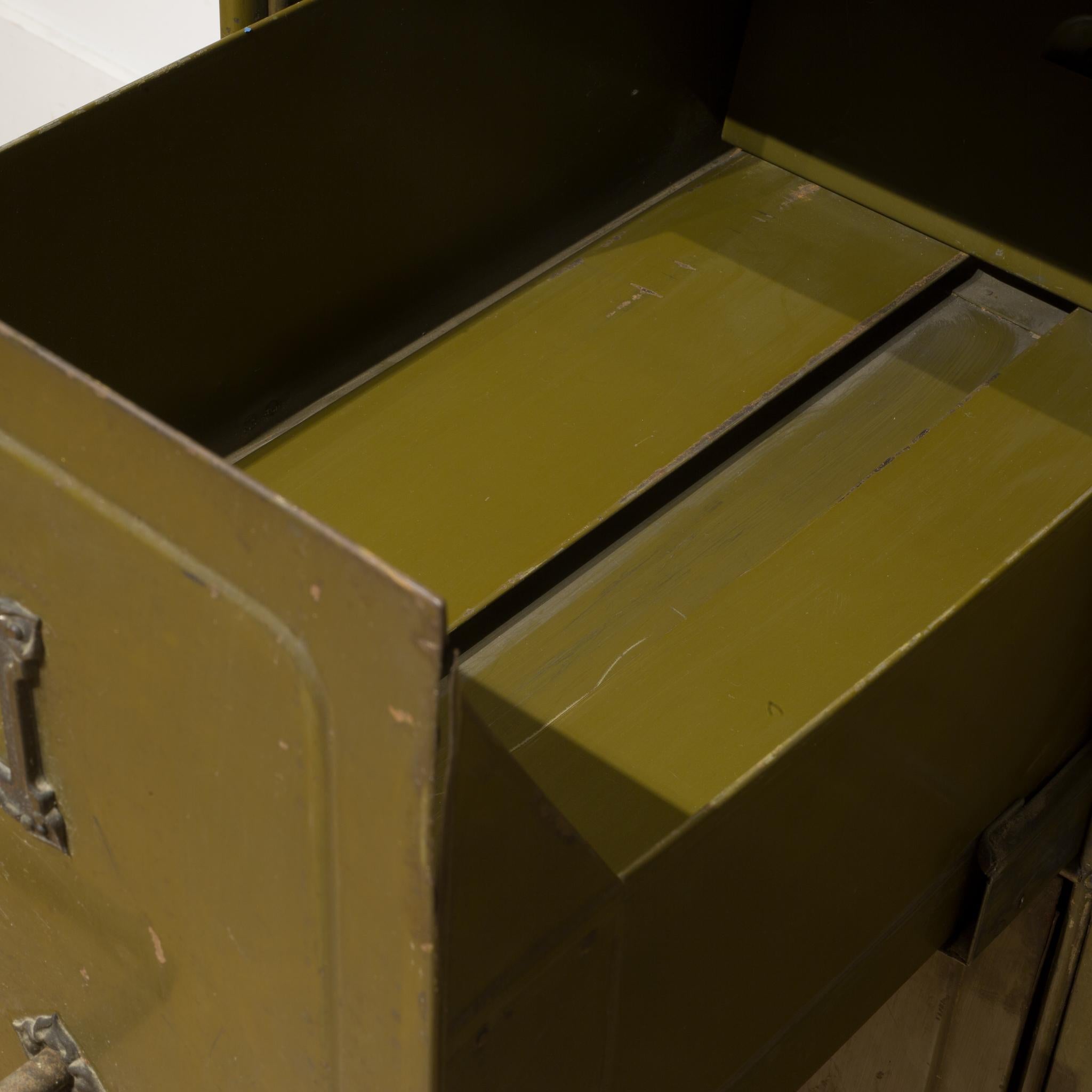 Army Green Steel Double File Cabinet, circa 1940s 3