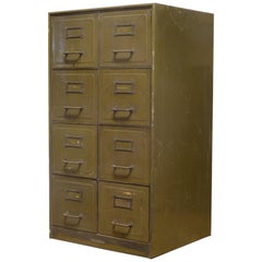 Army Green Steel Double File Cabinet, circa 1940s