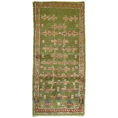 Army Green Vintage Turkish Oushak Throw Rug