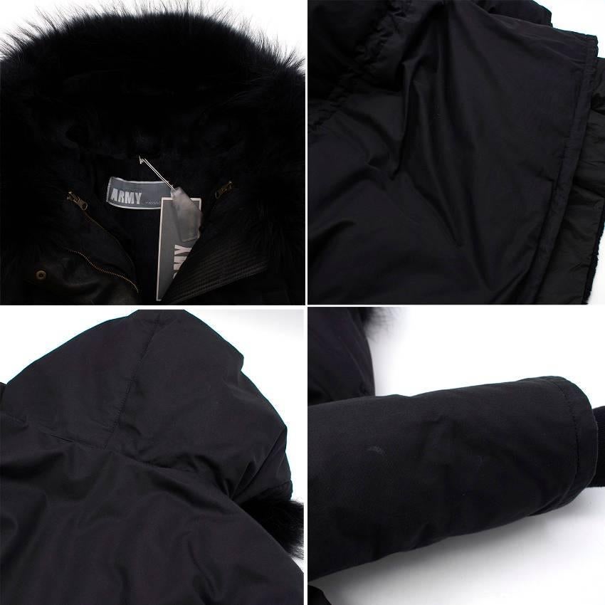 Yves Salomon Black Army Parka Coat For Sale 3