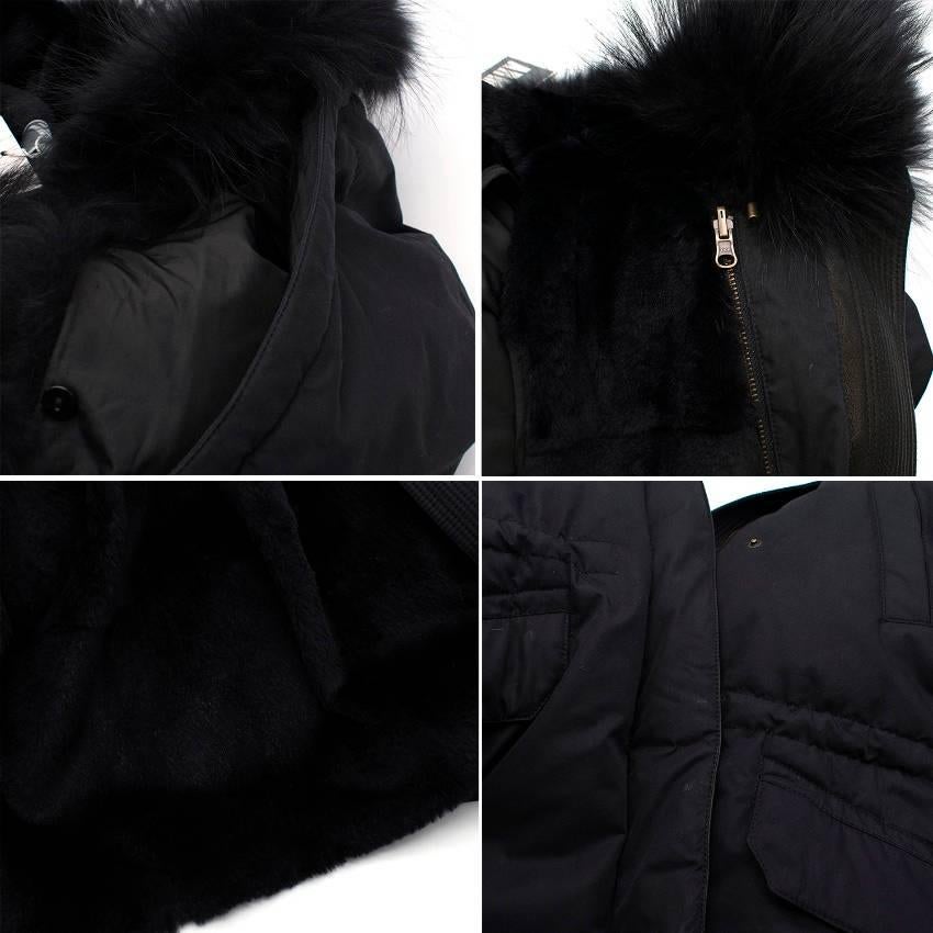 Yves Salomon Black Army Parka Coat For Sale 1