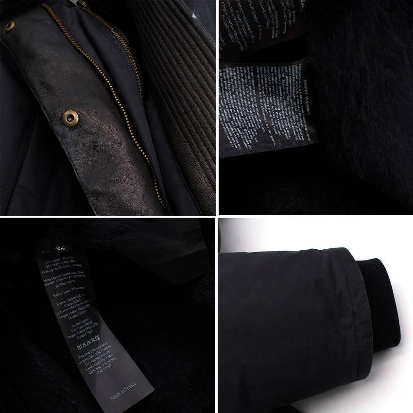 Yves Salomon Black Army Parka Coat For Sale 2