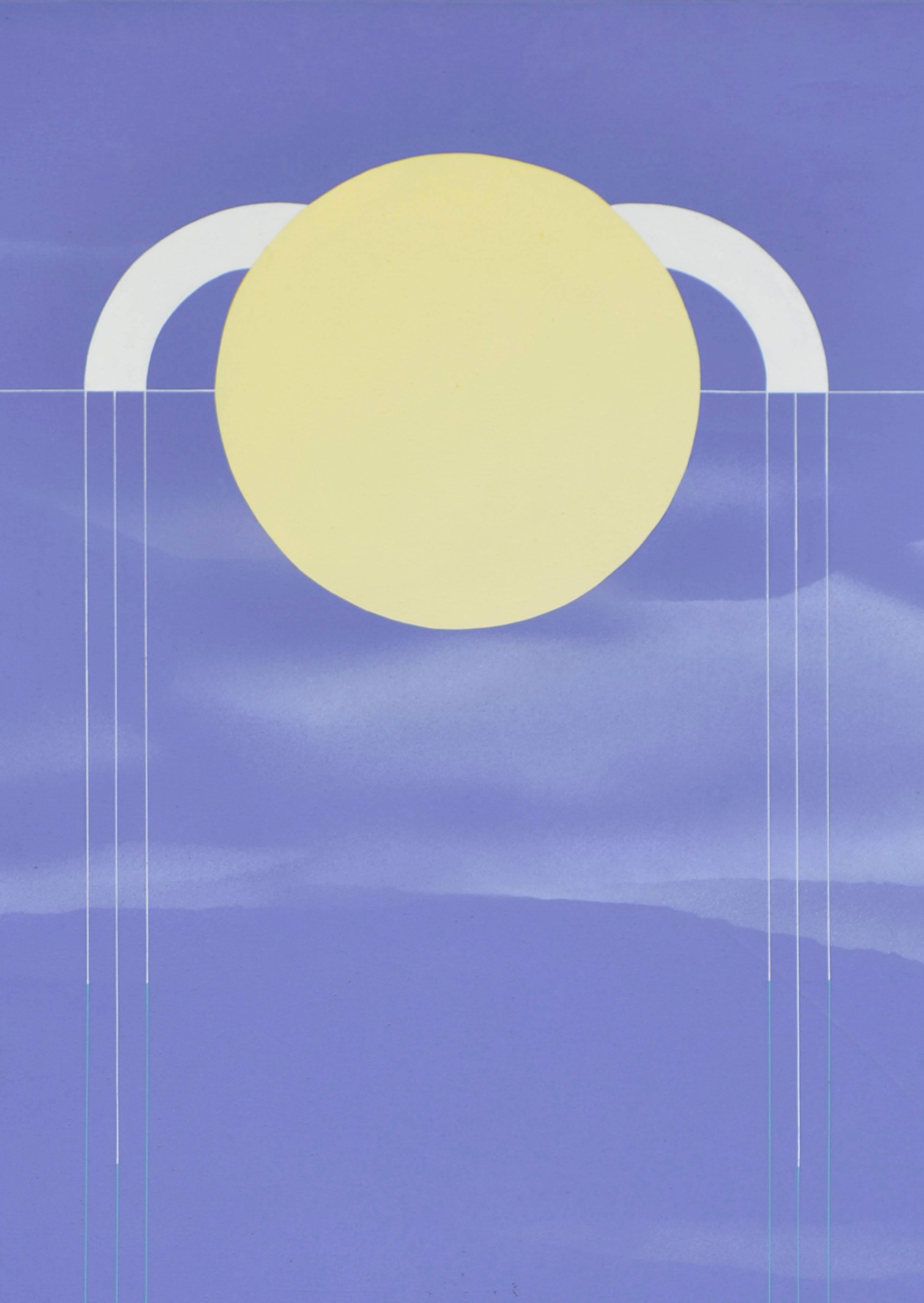 Zuni Moon - 1970's Minimalist Geometric Abstract  - Painting by Arn Ghigliazza