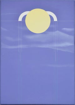 Zuni Moon - Minimalist Geometric Abstract Painting, Signed 1971, 66x46