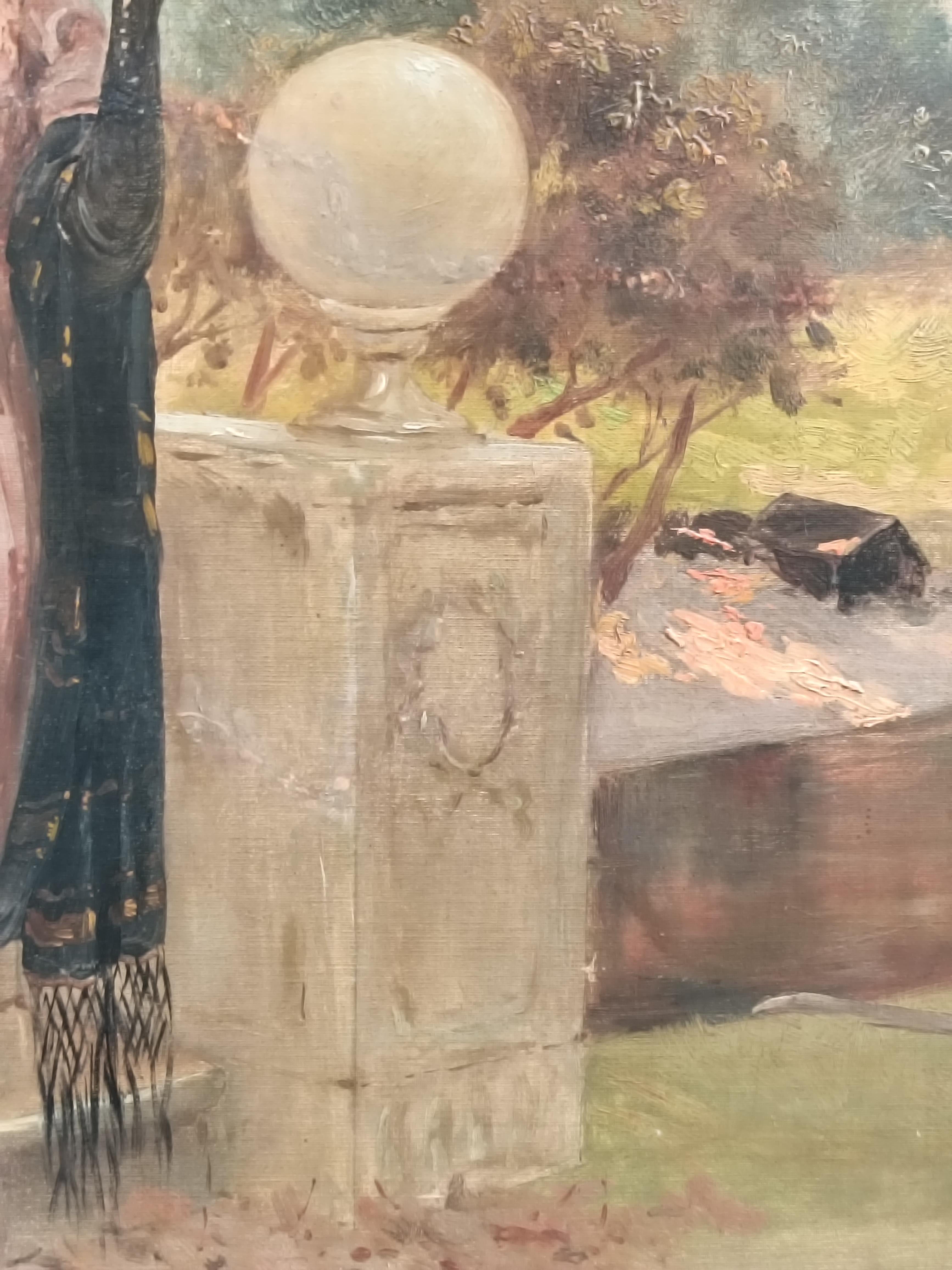 La Dama nel Parco, Olio su Tela Firmato Arnaldo De Lisio in vendita 2