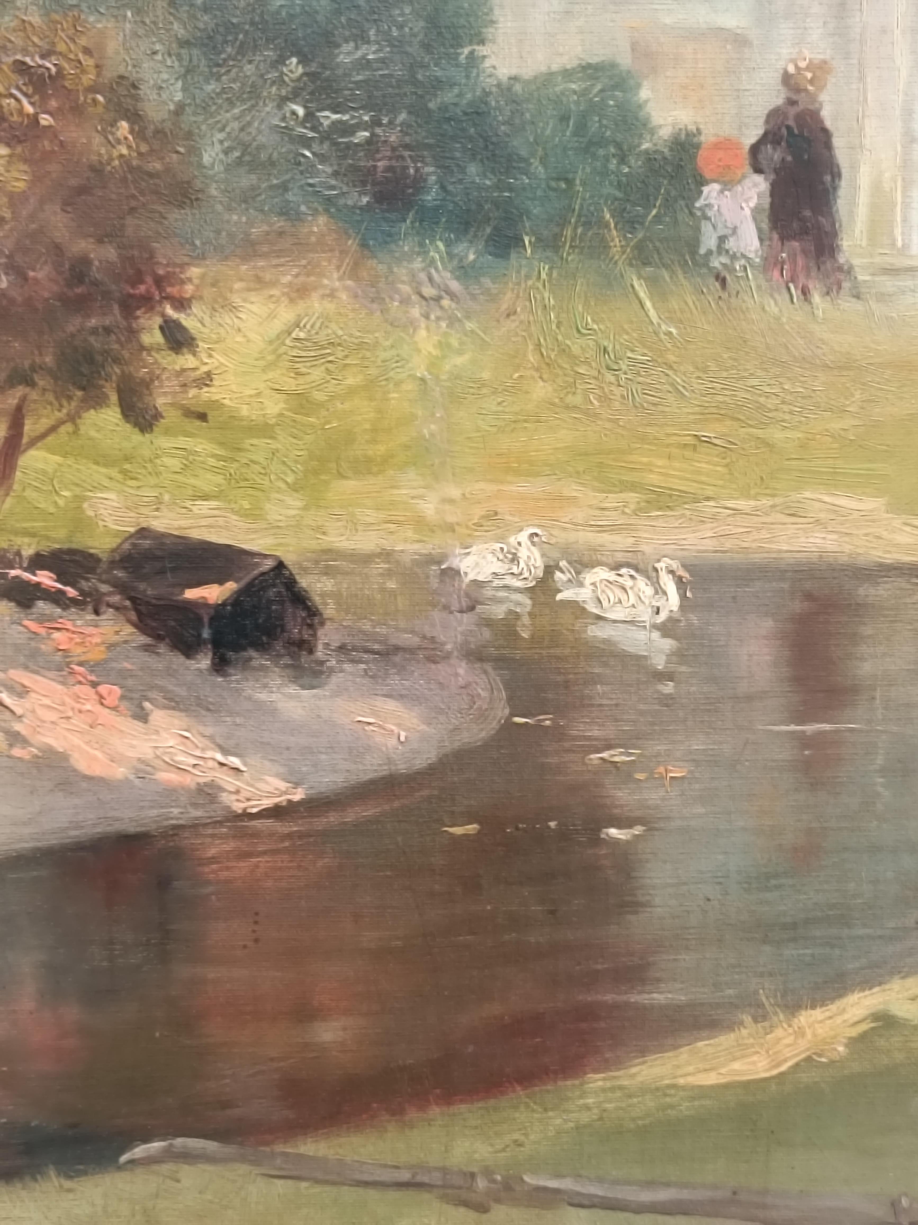 La Dama nel Parco, Olio su Tela Firmato Arnaldo De Lisio in vendita 3