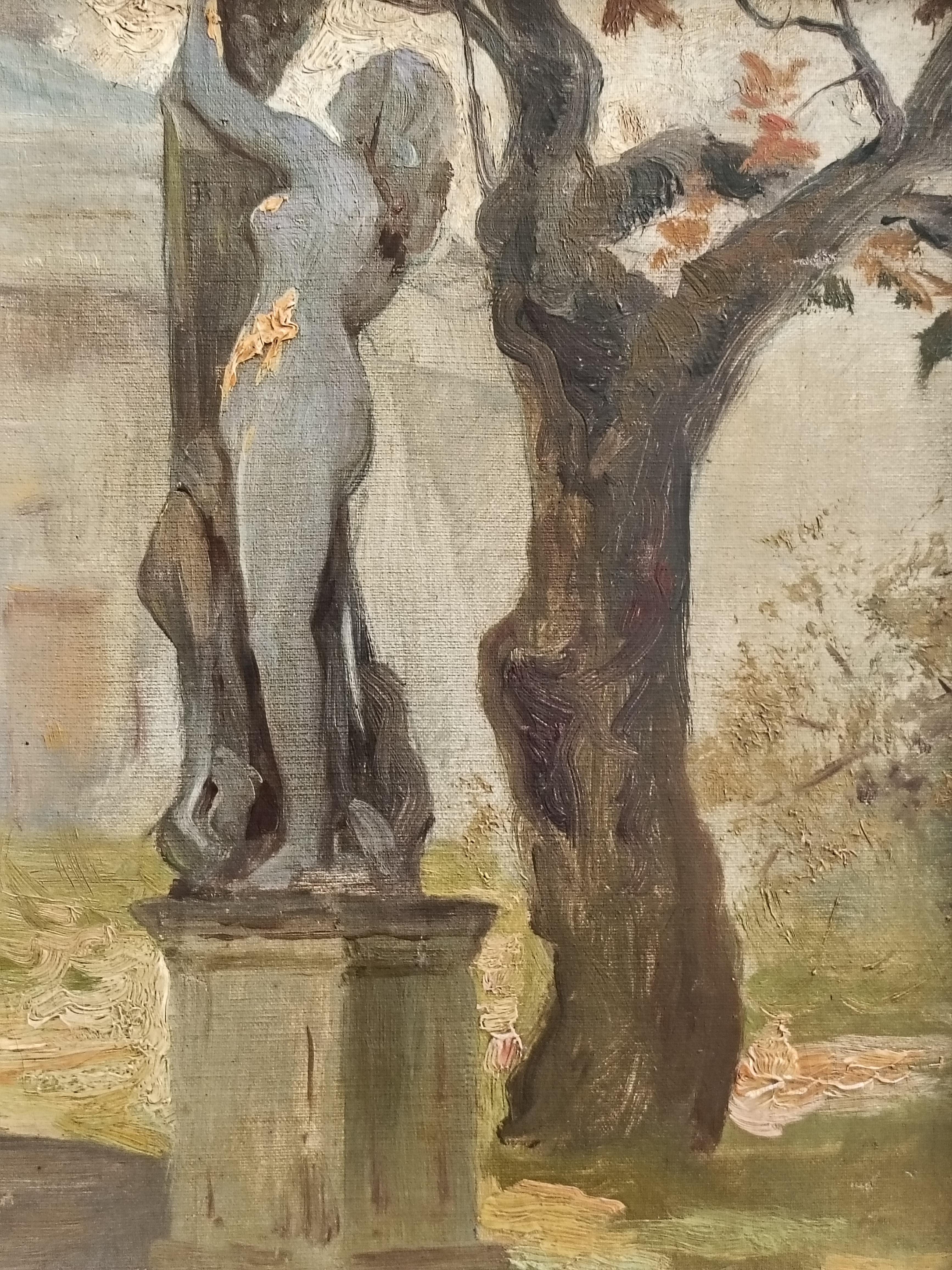La Dama nel Parco, Olio su Tela Firmato Arnaldo De Lisio in vendita 4