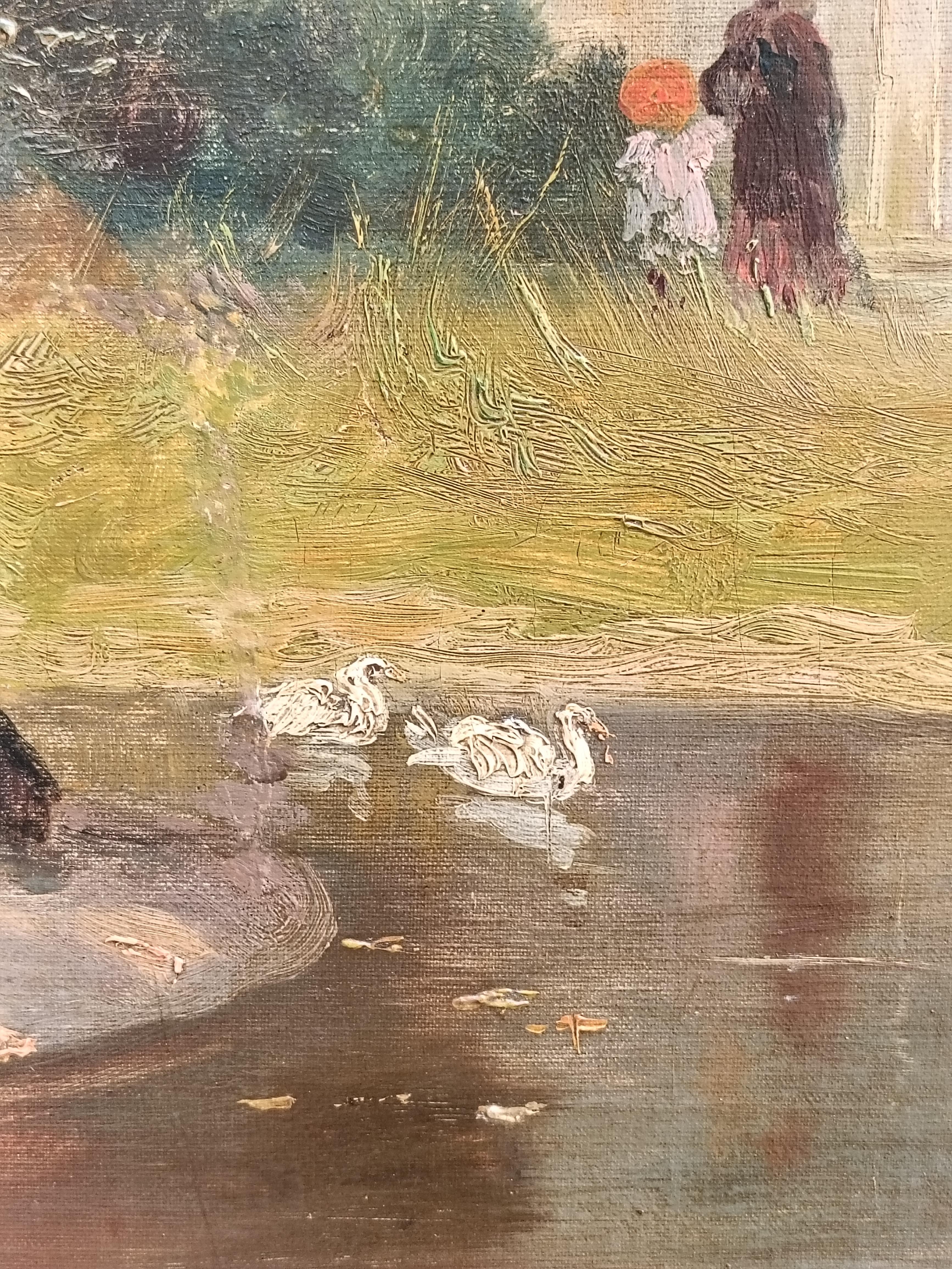 La Dama nel Parco, Olio su Tela Firmato Arnaldo De Lisio in vendita 8