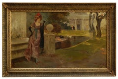 The Lady in the Park, Oil on Canvas Signed Arnaldo De Lisio