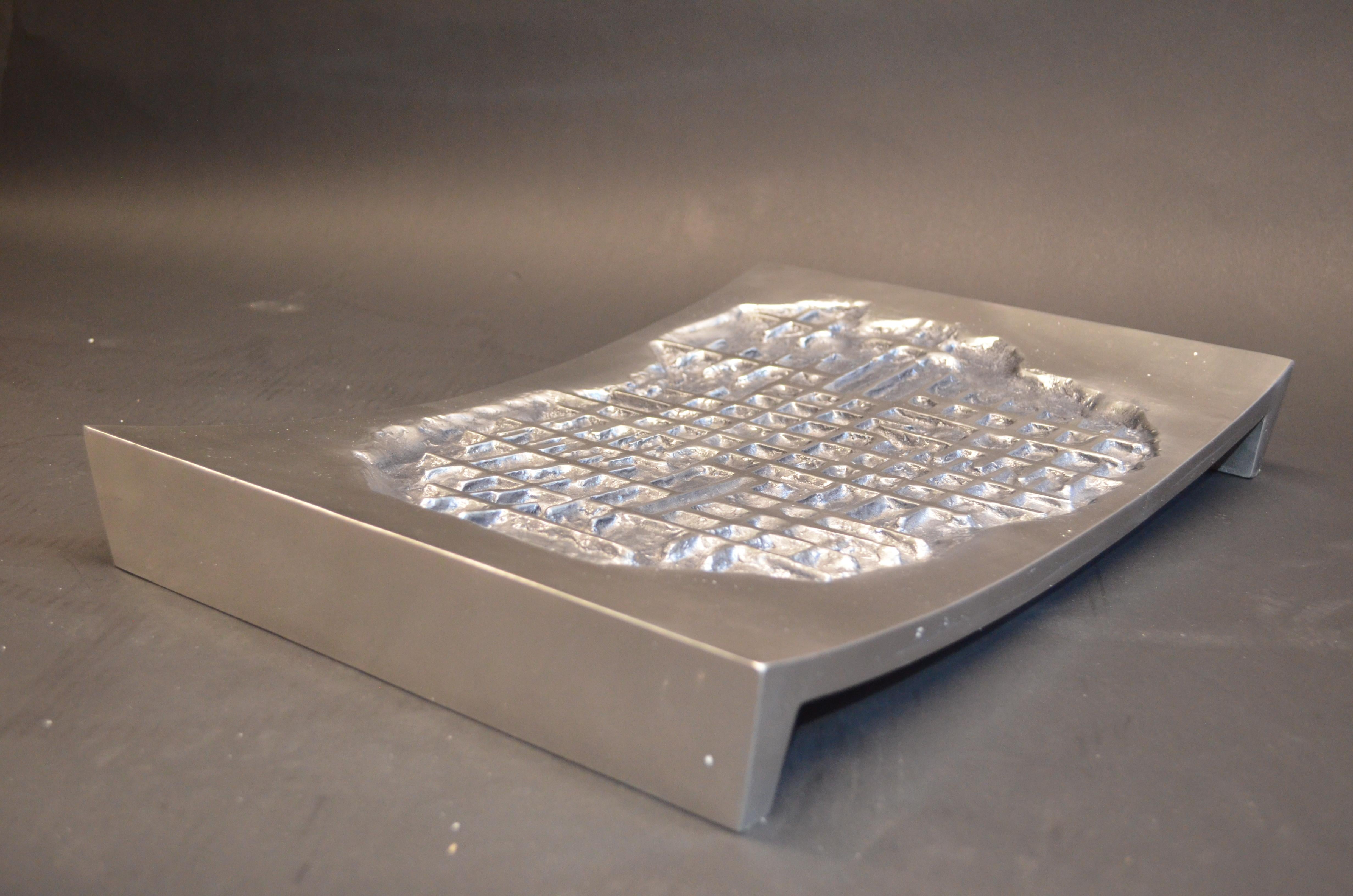 Contemporary Arnaldo Gamba Cast Aluminium Decorative Tray For Sale