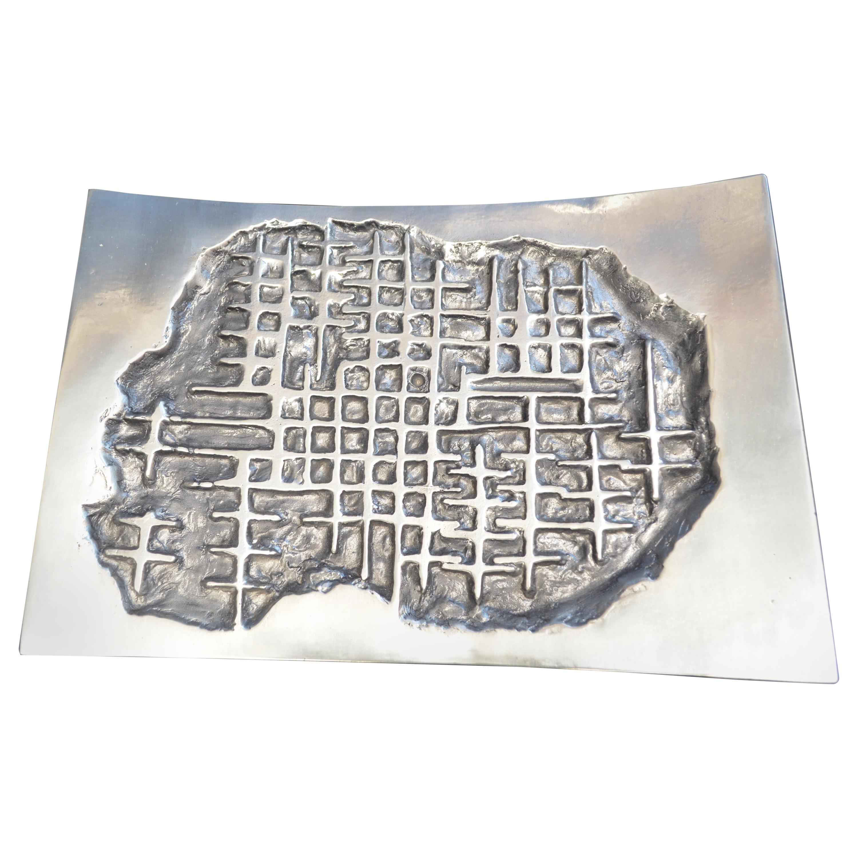 Dekoratives Tablett aus Aluminiumguss von Arnaldo Gamba