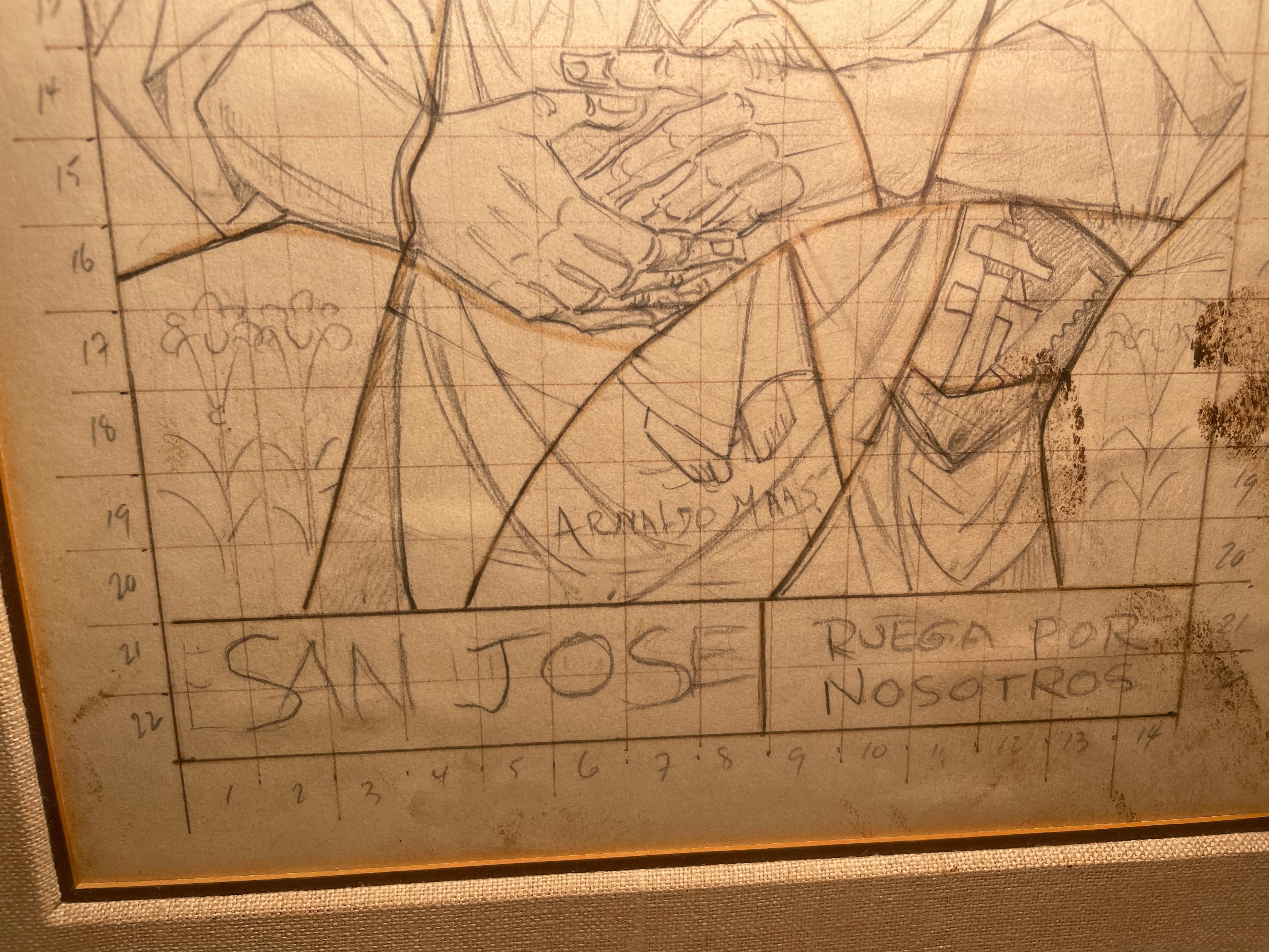 Arnaldo Maas Framed Sketch Of Saint Joseph And Baby Jesus 5