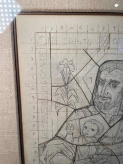 Arnaldo Maas Framed Sketch Of Saint Joseph And Baby Jesus